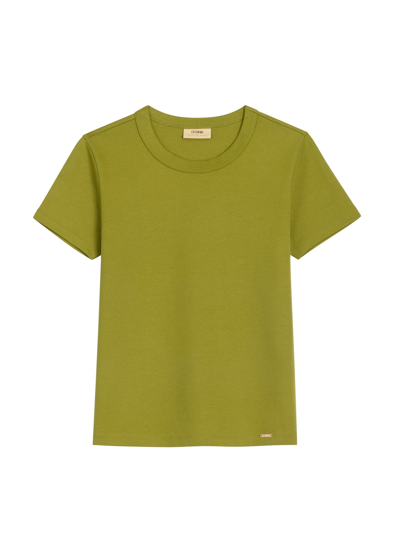 Olive green women's cotton T-shirt TSHDT-0144-8E(Z26) - front view of the product, on a white background.