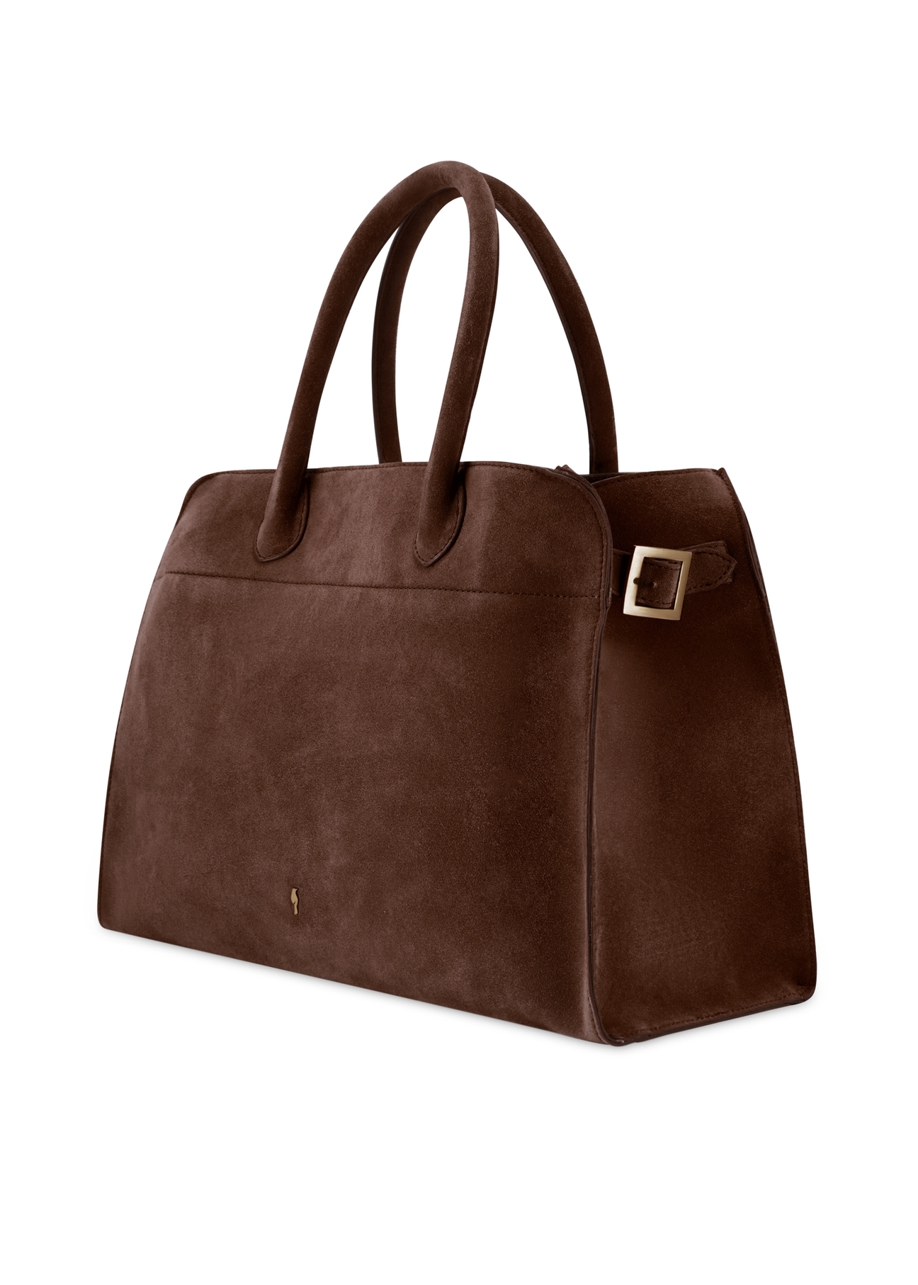 Brown suede handbag TORES-1191-89(Z25), diagonal product view on a white background.