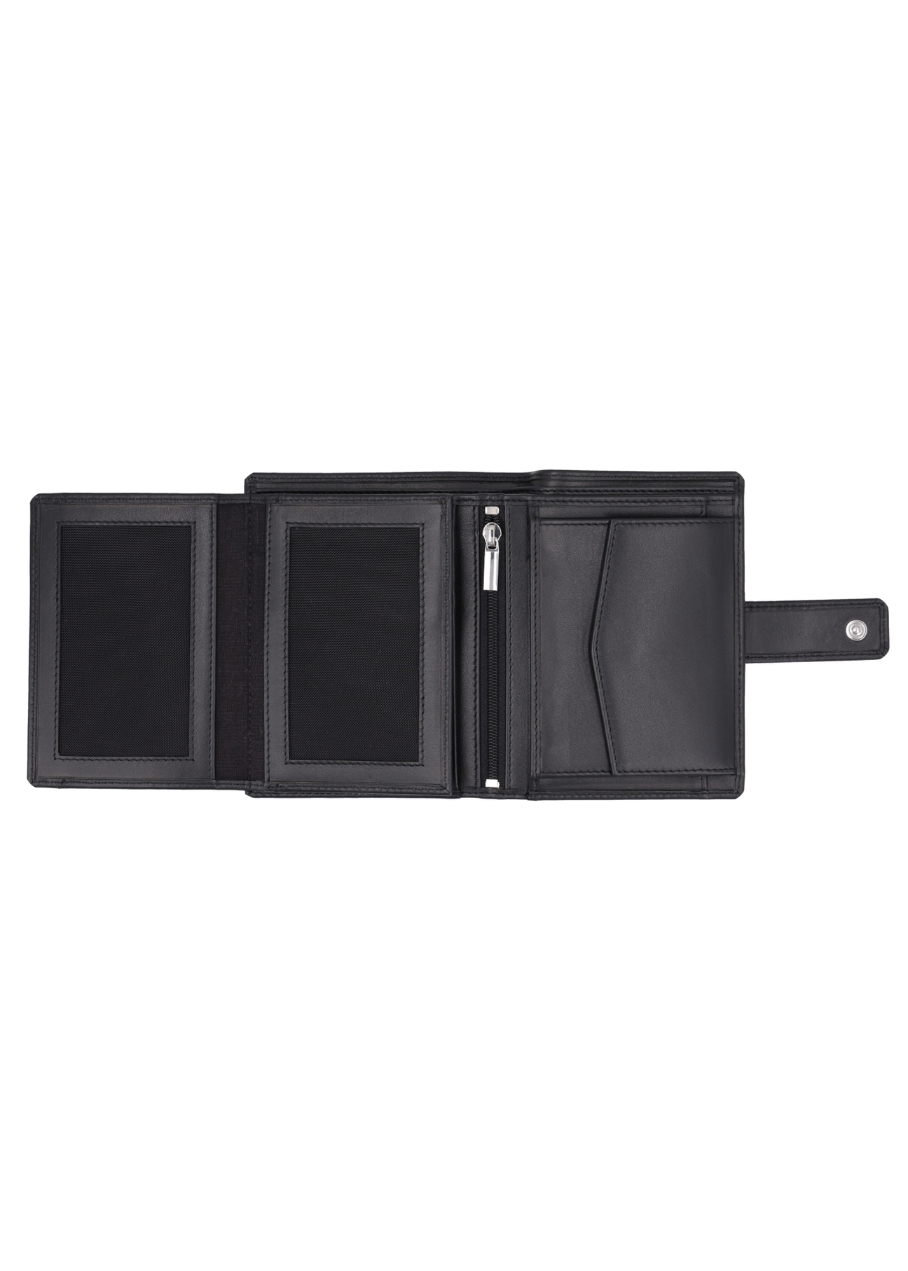 Black men's leather wallet PORMS-0715-99(Z26) - product view from above, on a white background.