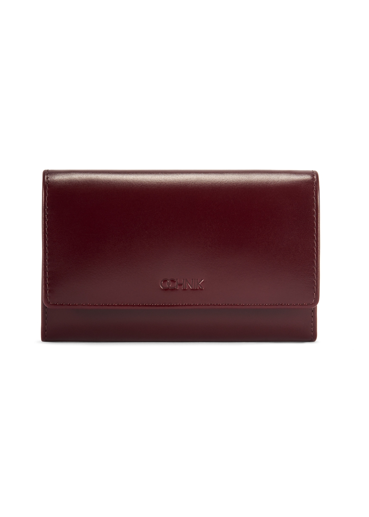 Burgundy large leather women's wallet PORES-0974-49(Z25), product view from the front on a white background.