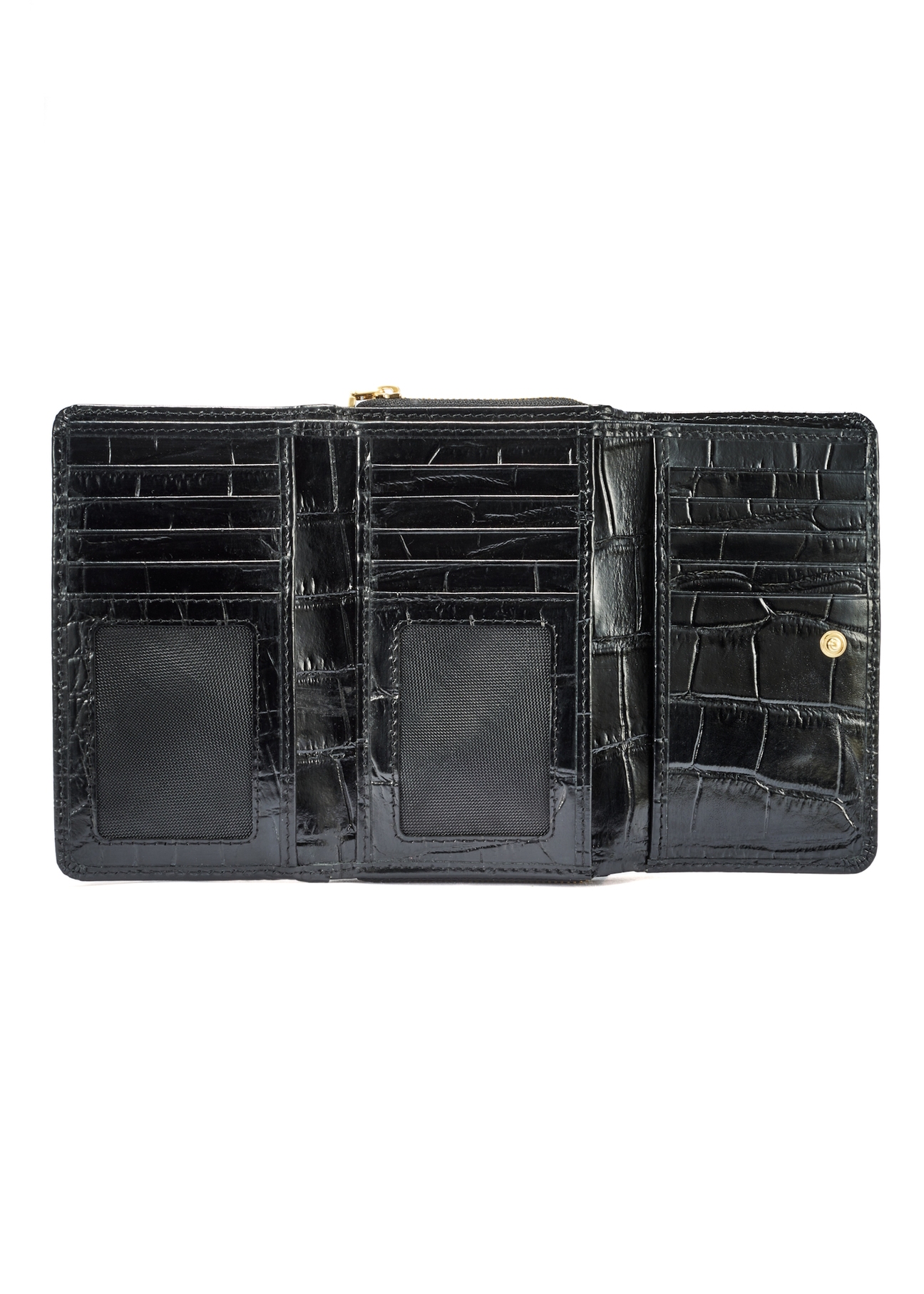 Black leather women's croco wallet PORES-0956-99(W25)