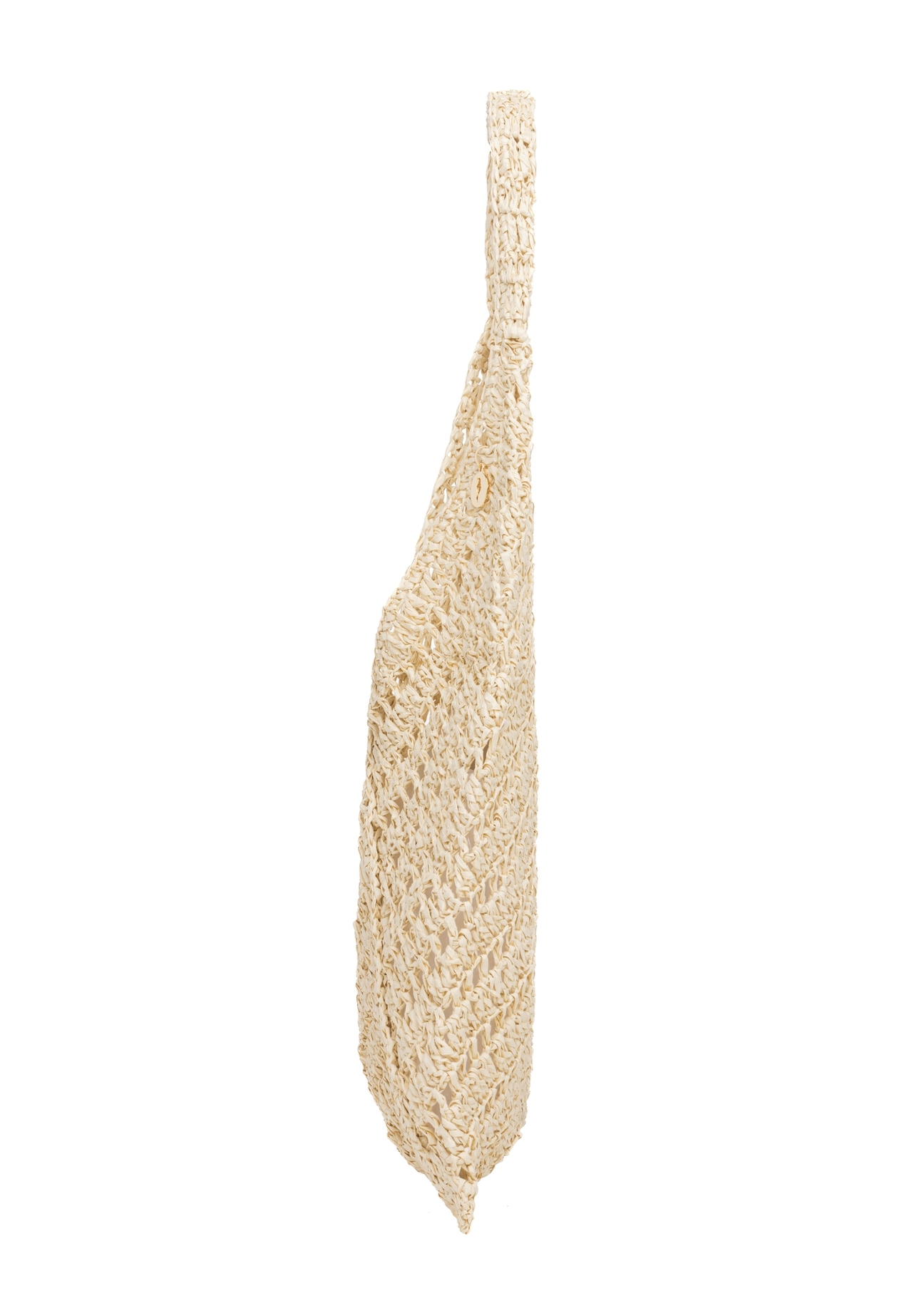 Beige women's handbag made of natural straw TOREC-1220-1E(W26), side view of the product on a white background.