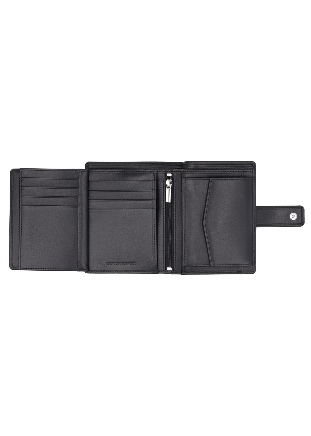 Black men's leather wallet PORMS-0715-99(Z26) - product view from above, on a white background.