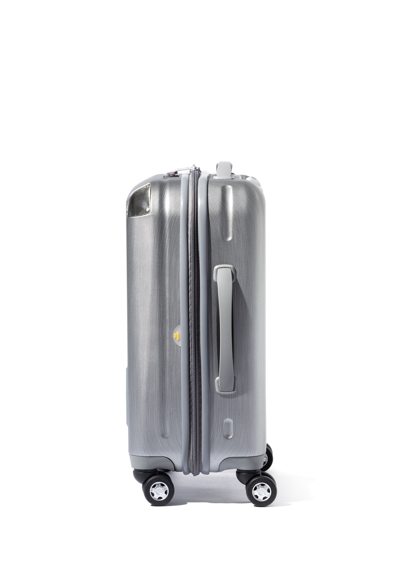 Small suitcase on wheels WALPC-0001-9X-19(W26), side view of the product on a white background.