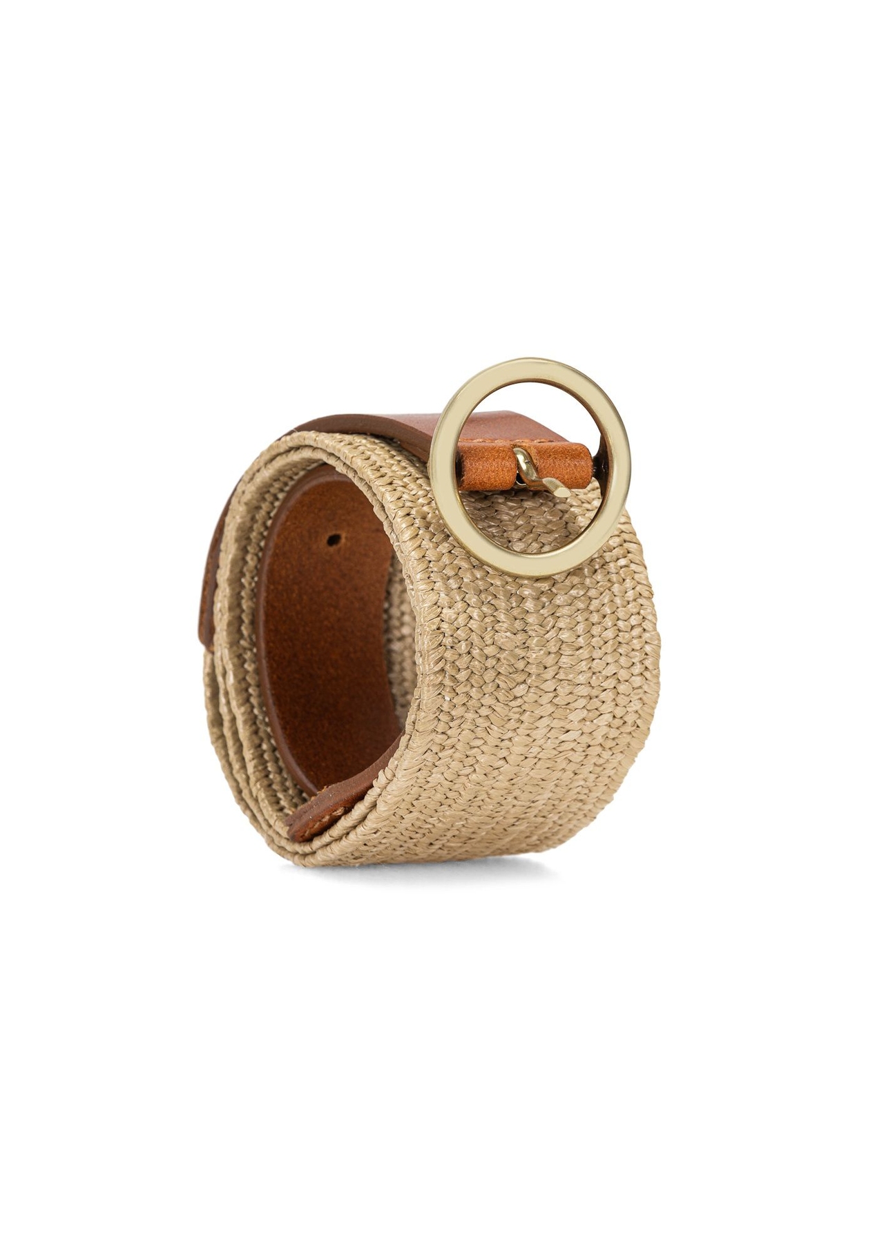 Wide women's belt made of natural leather PASDS-0327-1E(W26) - front product view, on a white background.