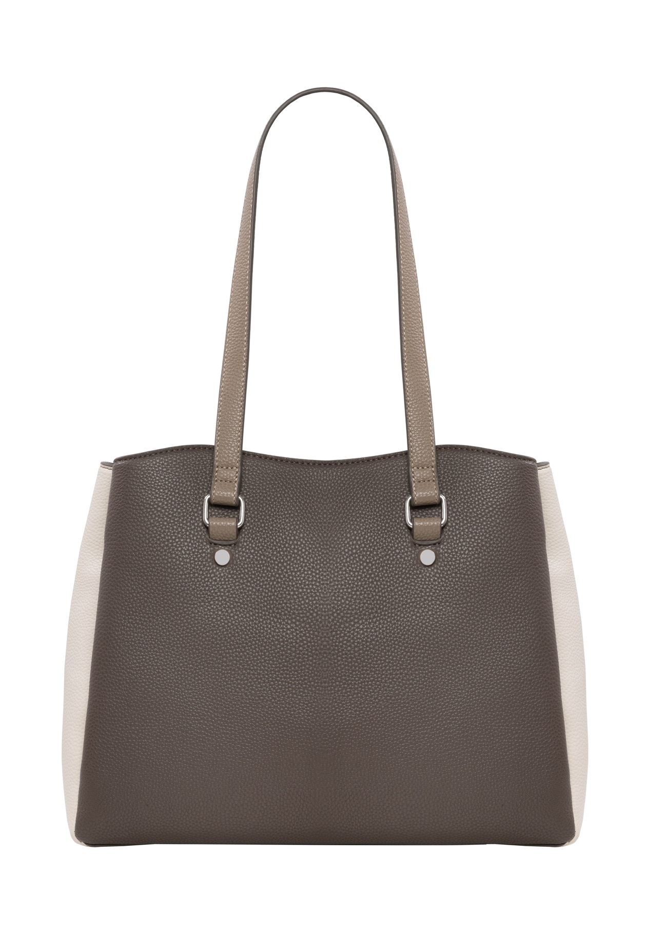 Cool beige shopper bag TOREC-1260-1K(Z26), product view from the back on a white background.