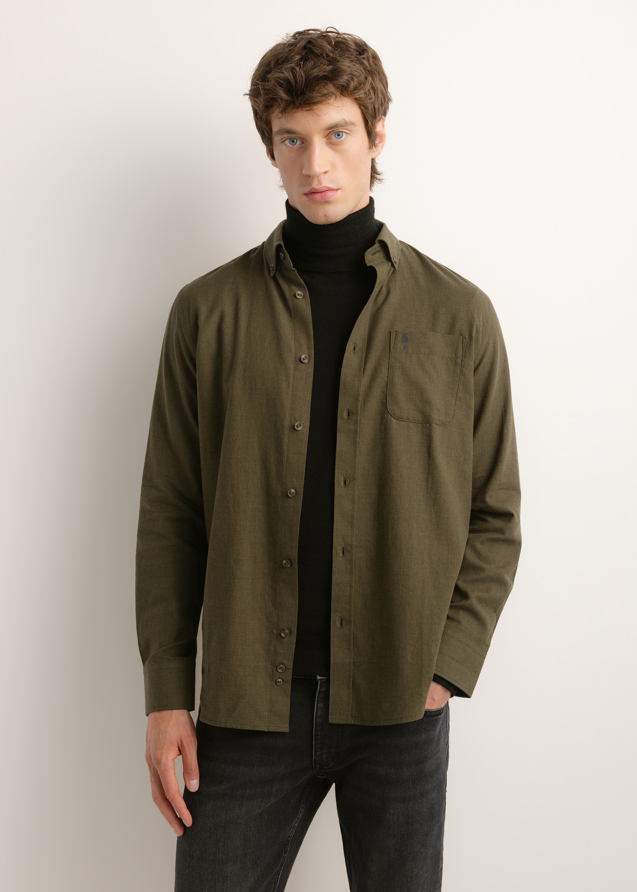 Men's green shirt KOSMT-0299A-8B(Z26)