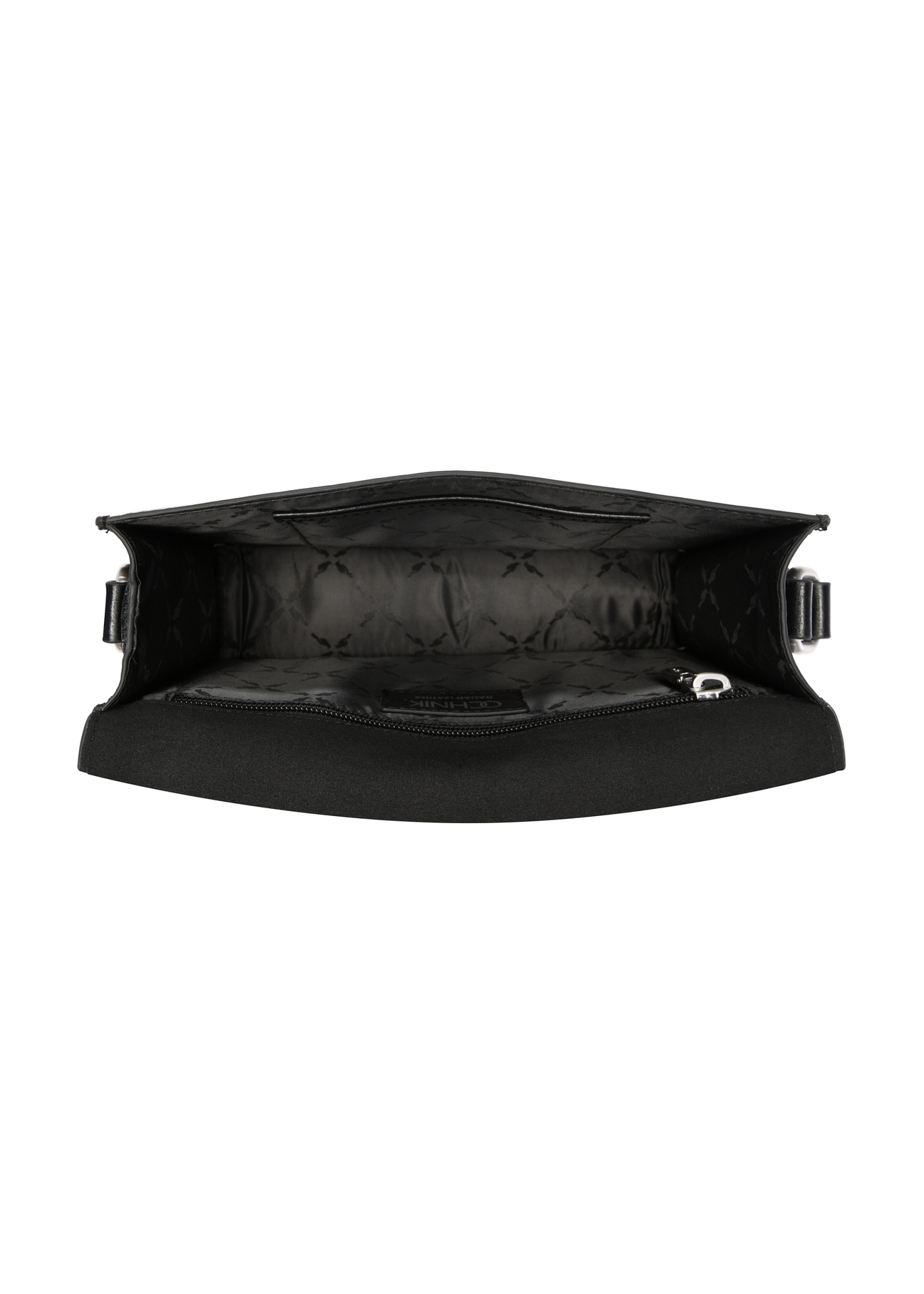 Black elegant leather women's handbag TORES-1356-9F(Z26), product view inside on white background.