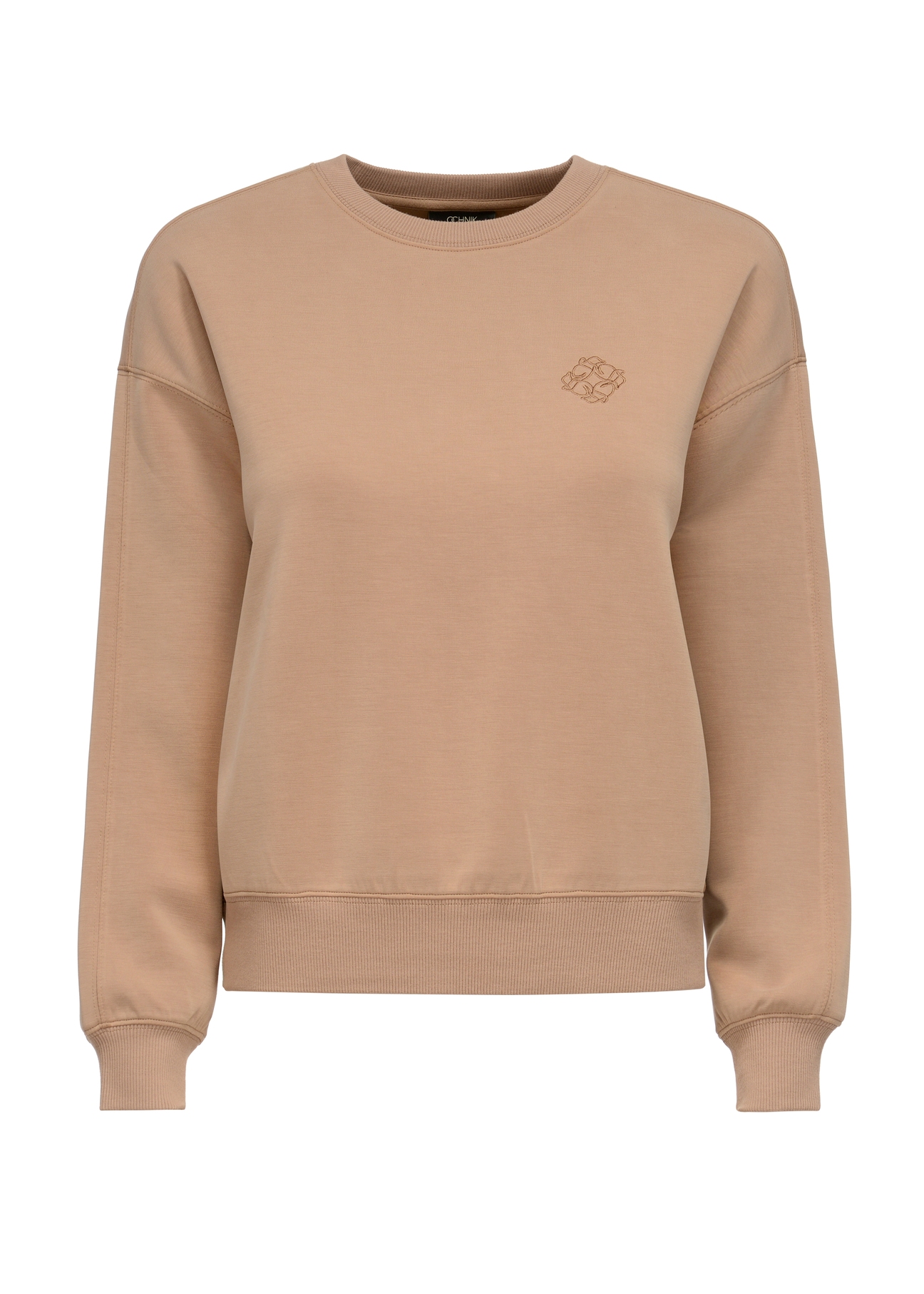 Beige women's sweatshirt with logo BLZDT-0082-81(Z22)-05