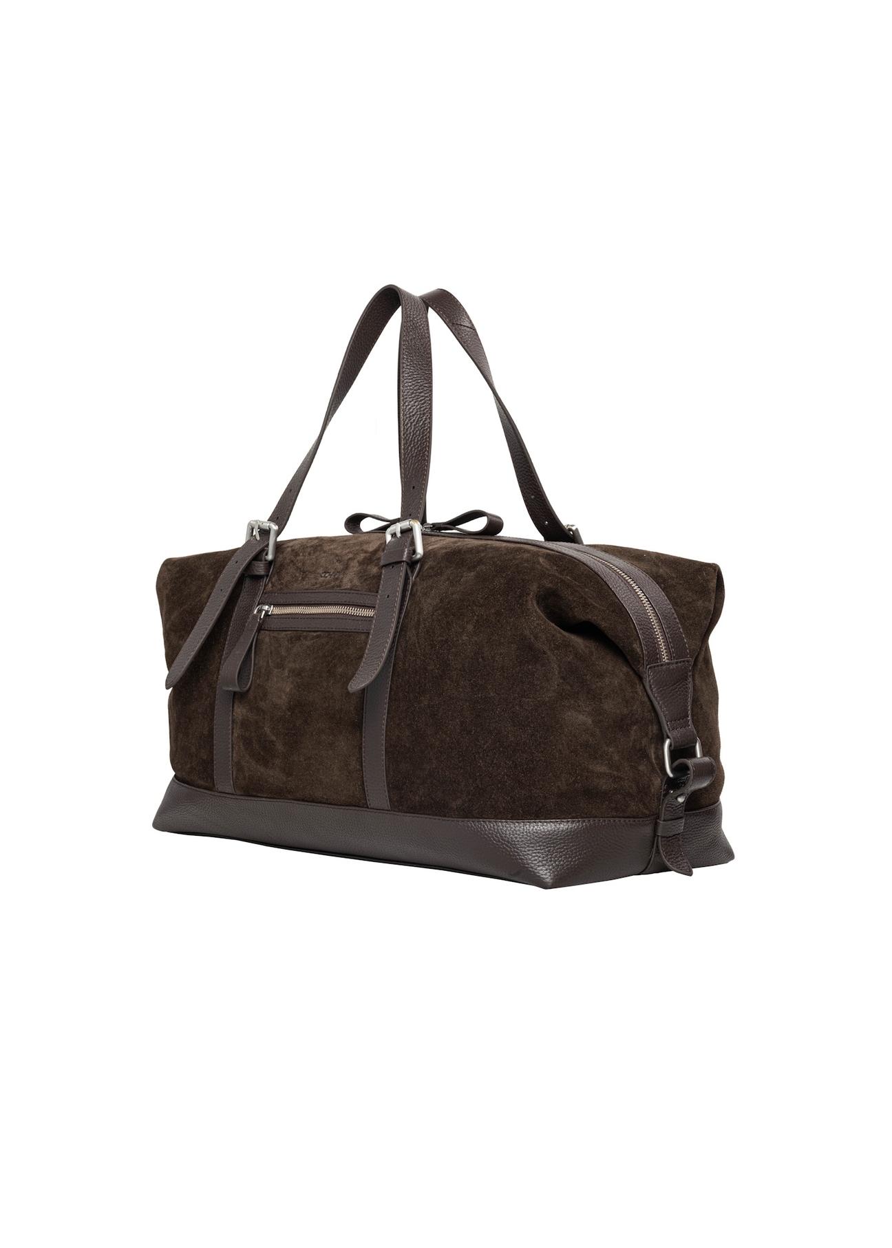 Brown suede men's bag TORMS-0540-1I(Z26), diagonal product view on white background.