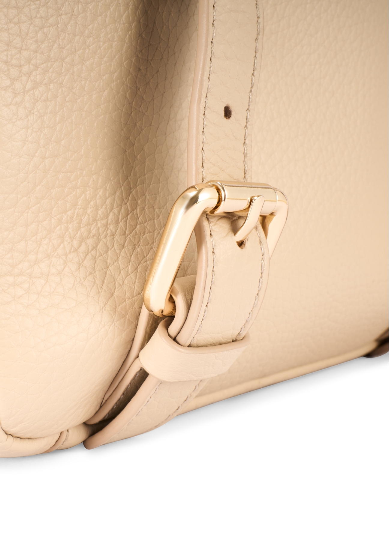 Beige leather women's backpack TORES-0898E-1B(W26) - close-up detail, on white background.