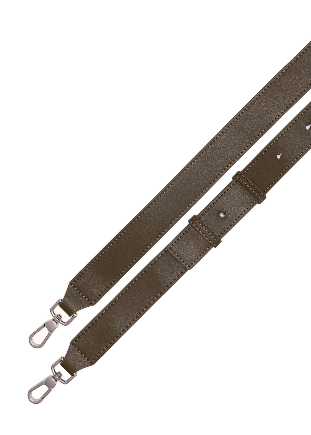 Women's suede handbag in khaki color TORES-1192-55(Z25), view of the product straps on a white background.