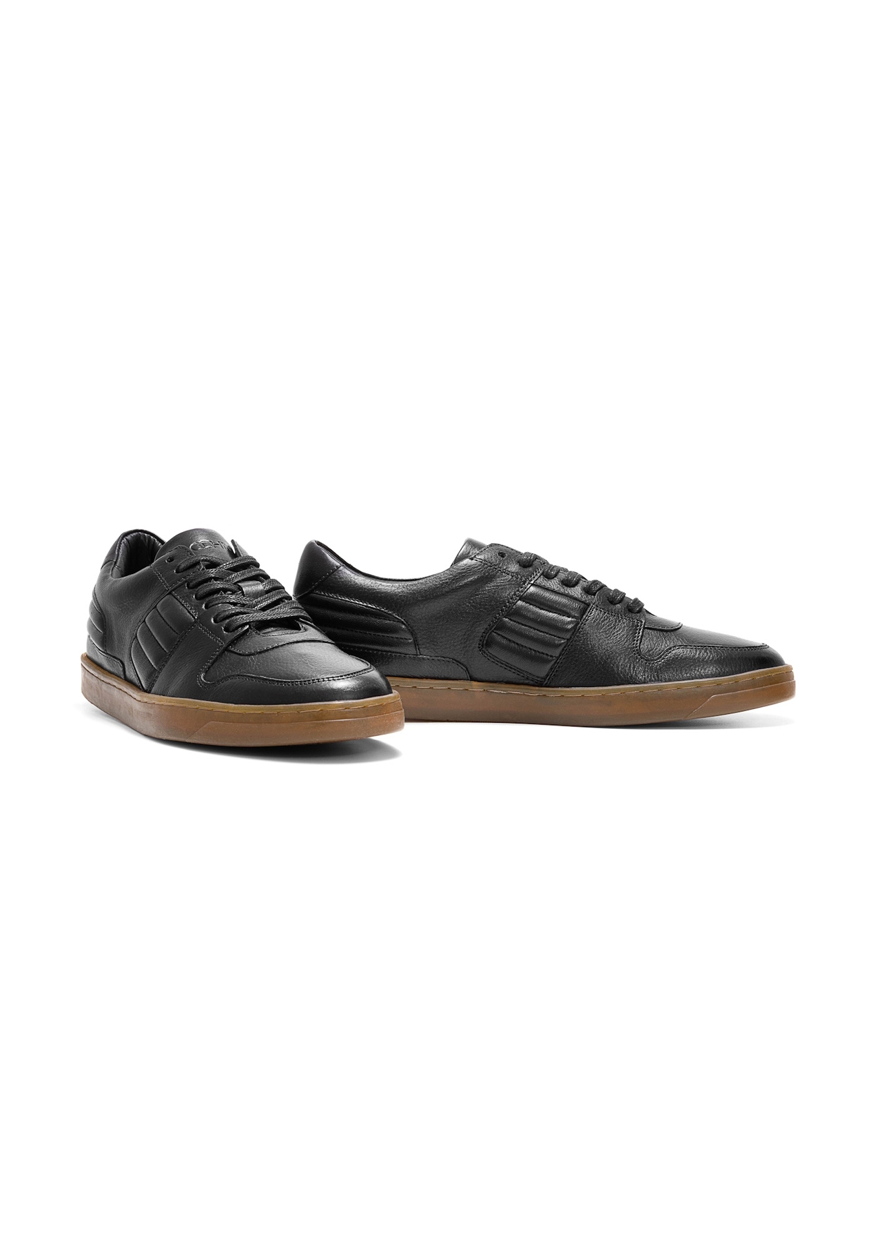 Black men's leather shoes BUTYM-0505-99(Z25), diagonal product view on white background.
