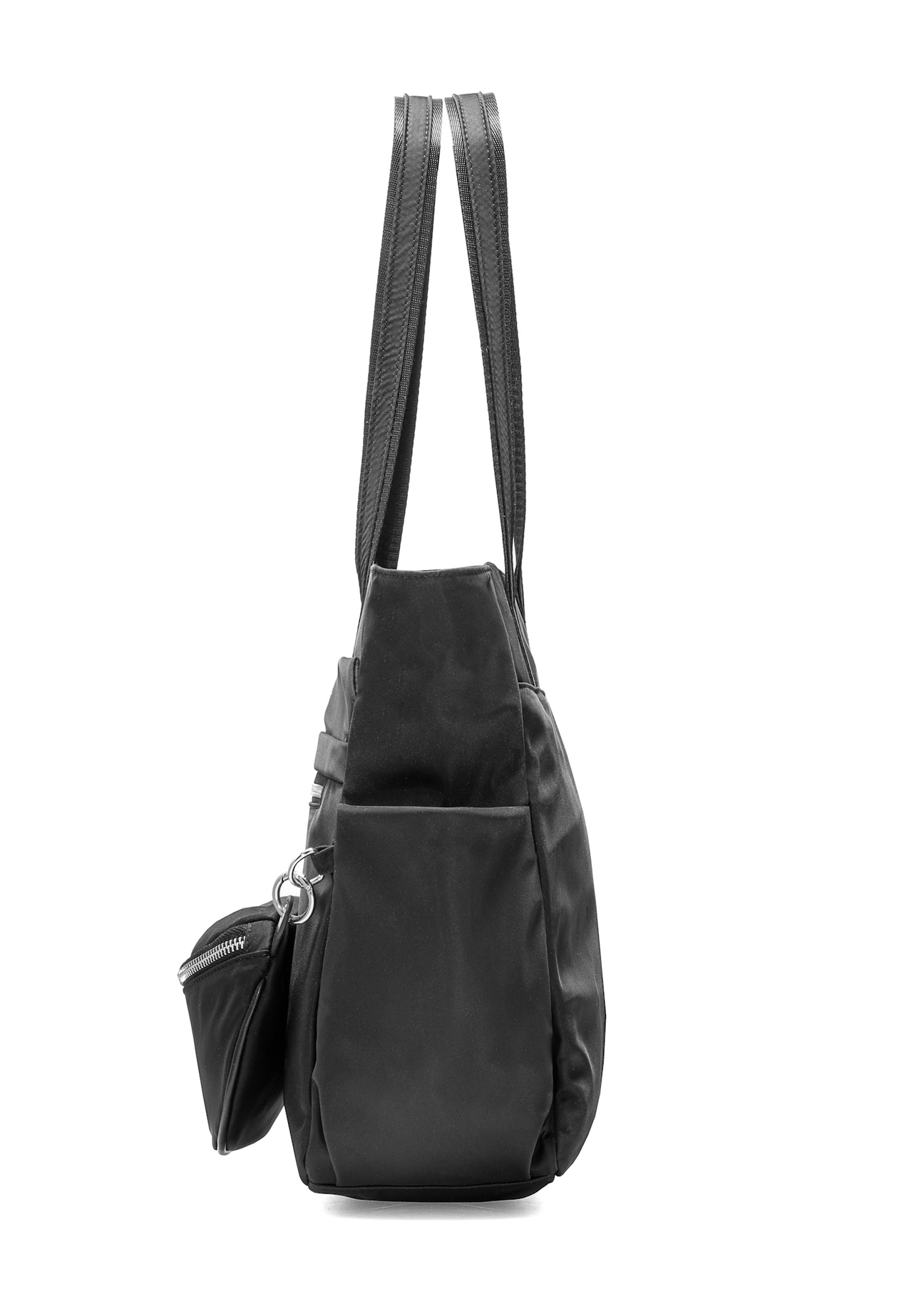 Nylon women's handbag with pouch TOREN-0326-99(Z25), side view of the product on a white background.