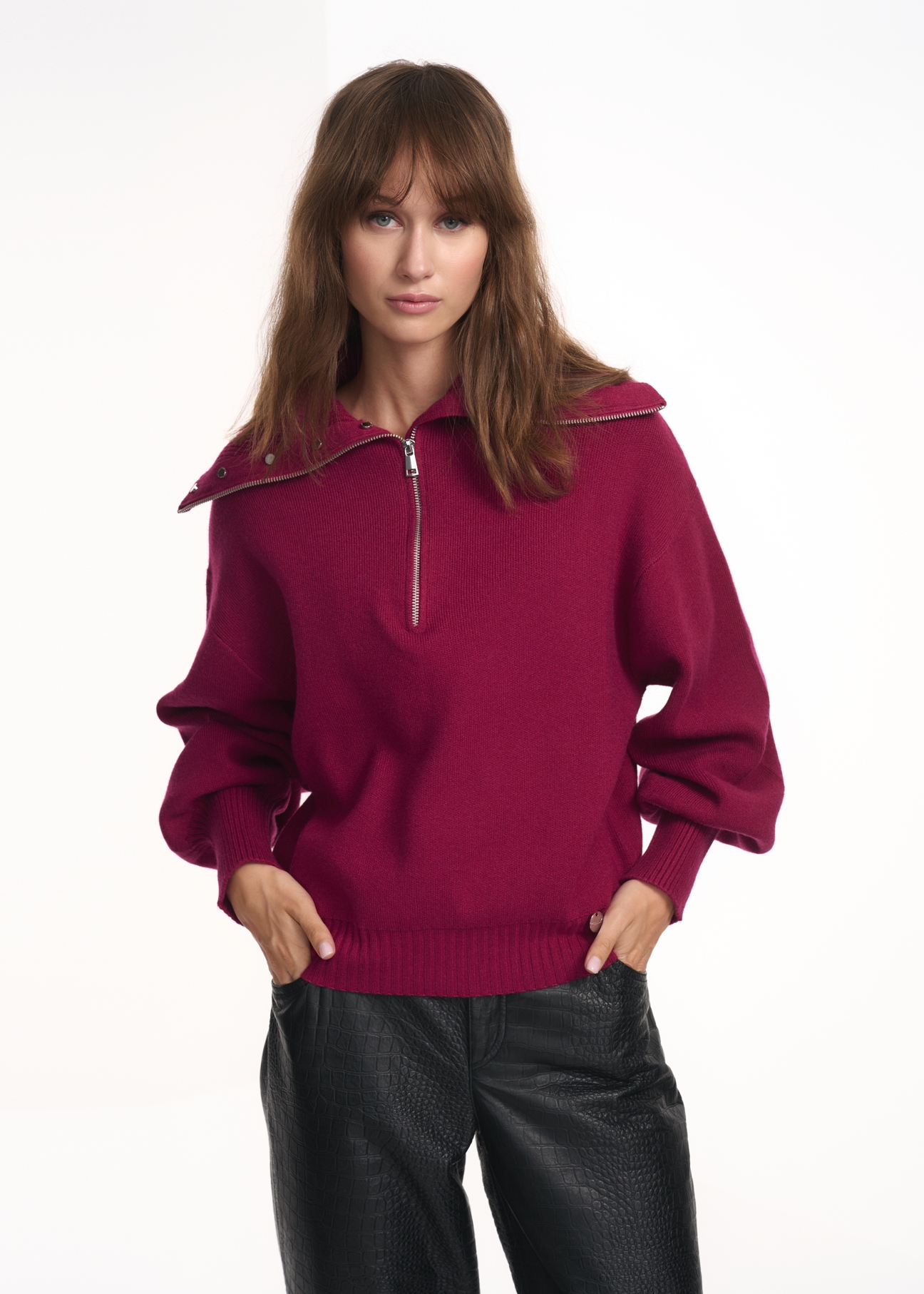 Women's stretch sweater SWEDT-0171-31(Z22)-02