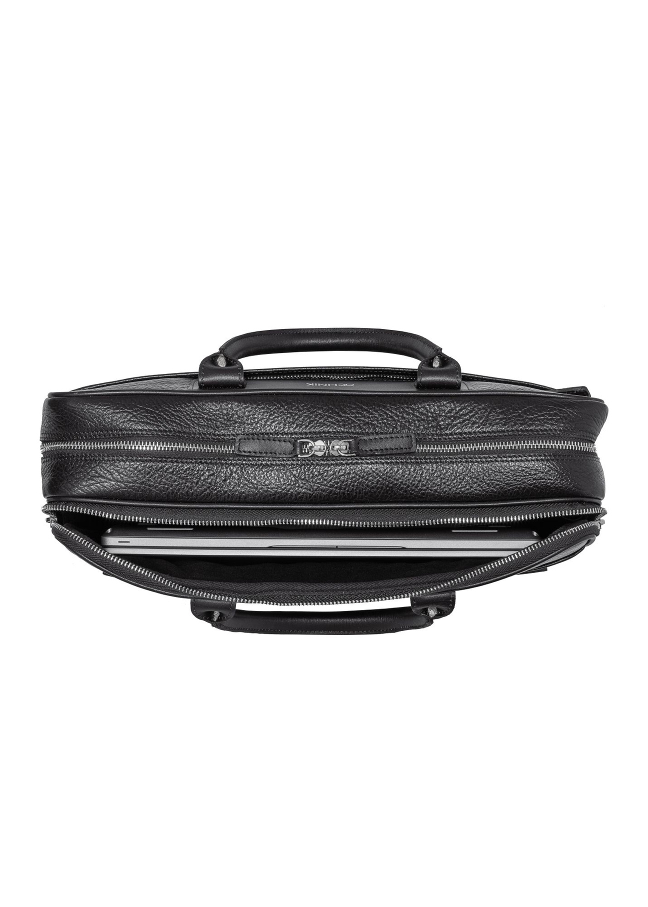 Black leather men's bag TORMS-0299A-99(Z25) - top view of the product on a white background.