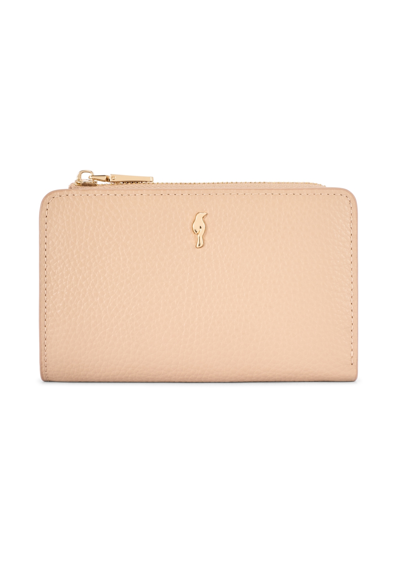 Beige women's leather wallet PORES-0977R-1B(W26), front product view on white background.