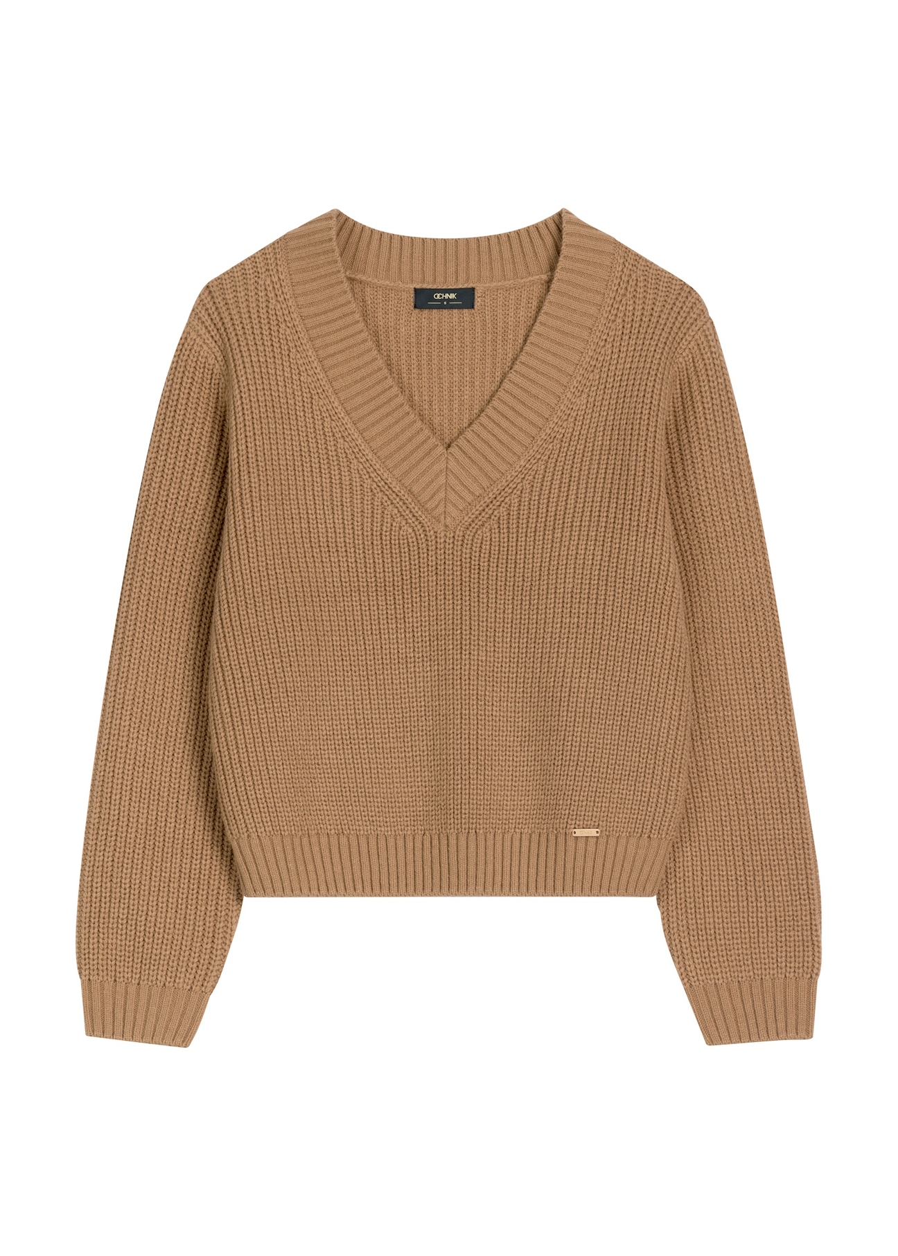Camel women's sweater SWEDT-0162-1D(Z26), product photo from the front on a light background.