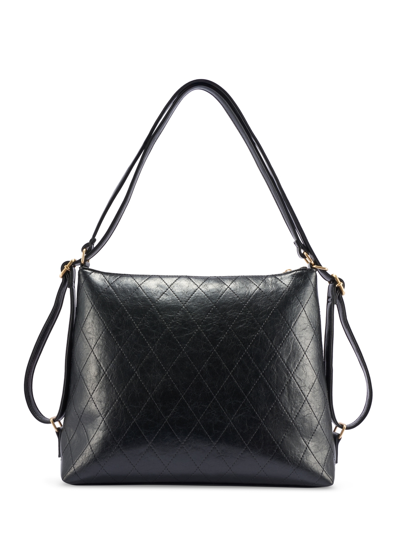 Black leather women's belt PASDS-0342-99(W26) - product view from the back, on a white background.