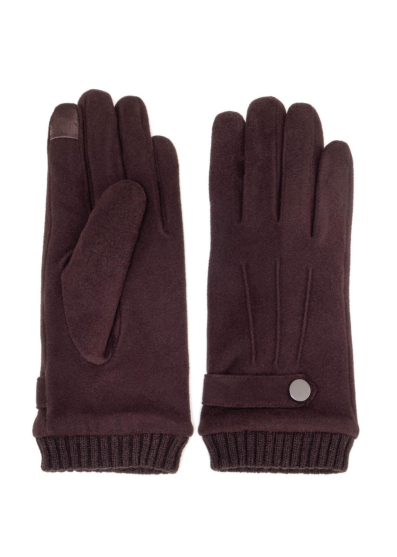 Brown insulated men's gloves  REKMT-0004-1I(Z26) - front product view on white background.