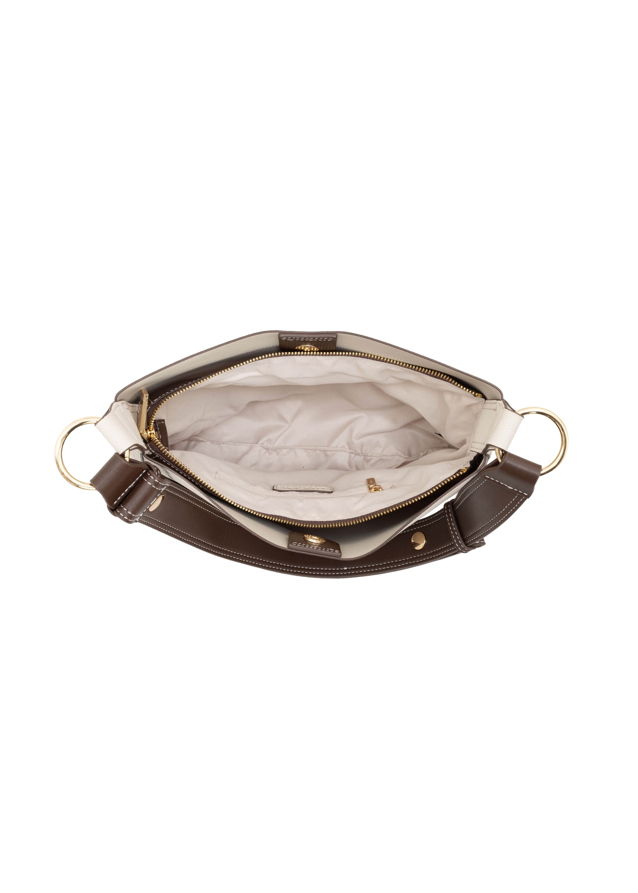 Women's ecru hobo bag TOREC-1257-0B(Z26). Product view from the inside on a white background.