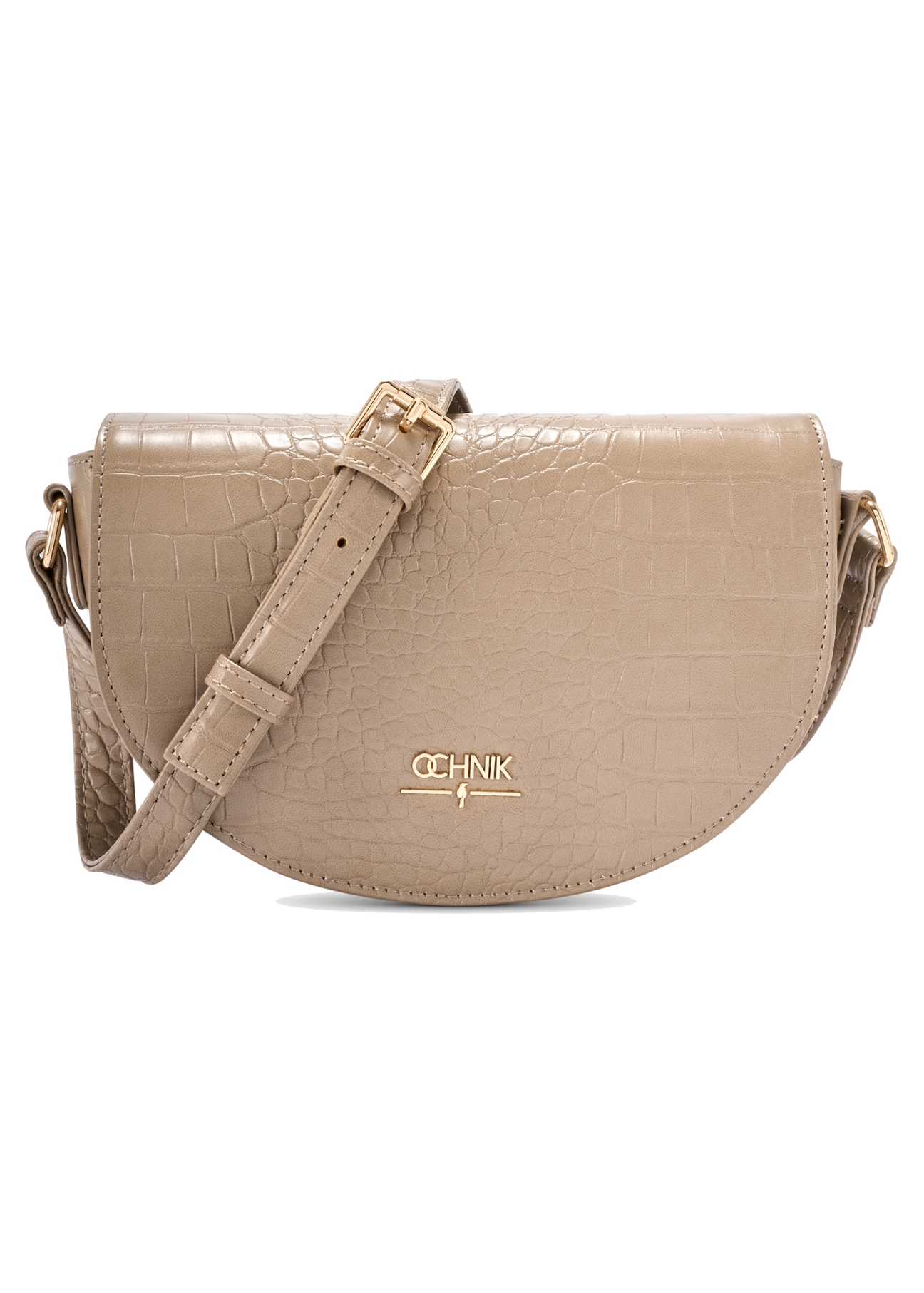 Beige semi-circular women's messenger bag TOREC-1184-1D(W26)