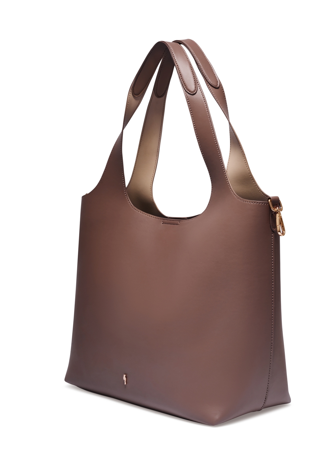 Brown women's shopper bag TOREC-1259-1H(Z26), diagonal product view on a white background.