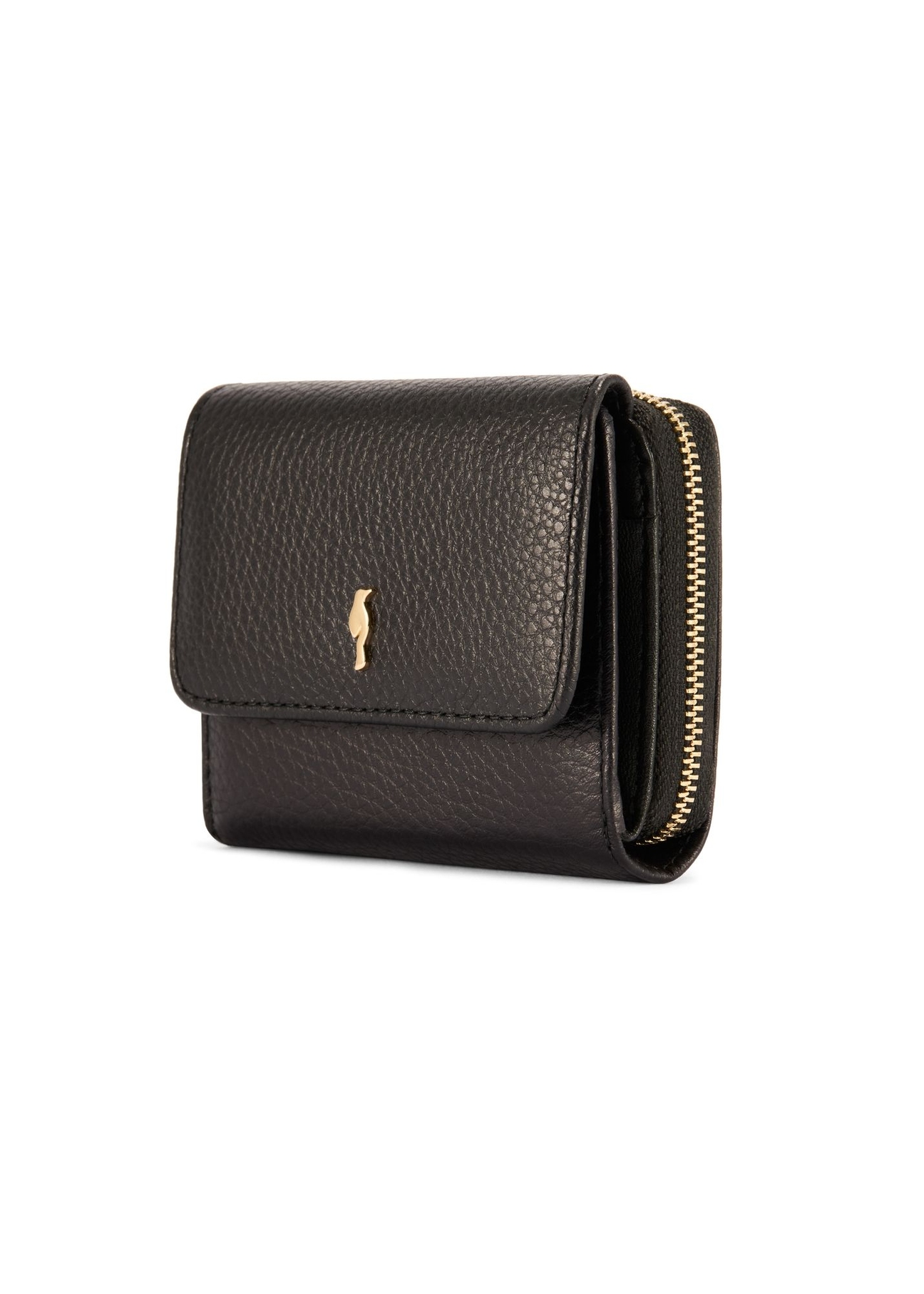 Black leather women's wallet with RFID protection PORES-0825RFID-9I(Z26), diagonal product view on white background.