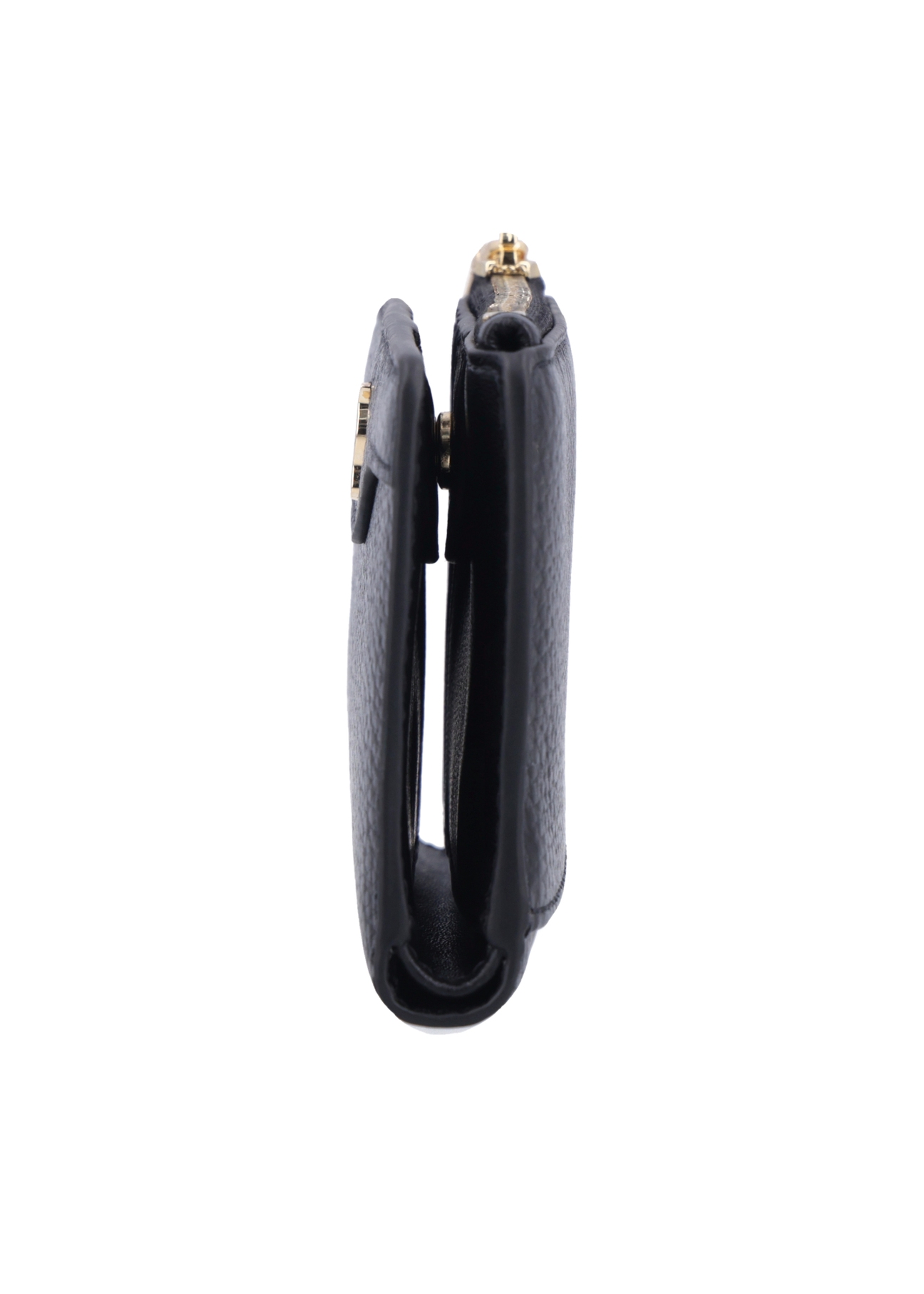 Black leather women's wallet PORES-1015R-9I(Z26), side product view on white background.