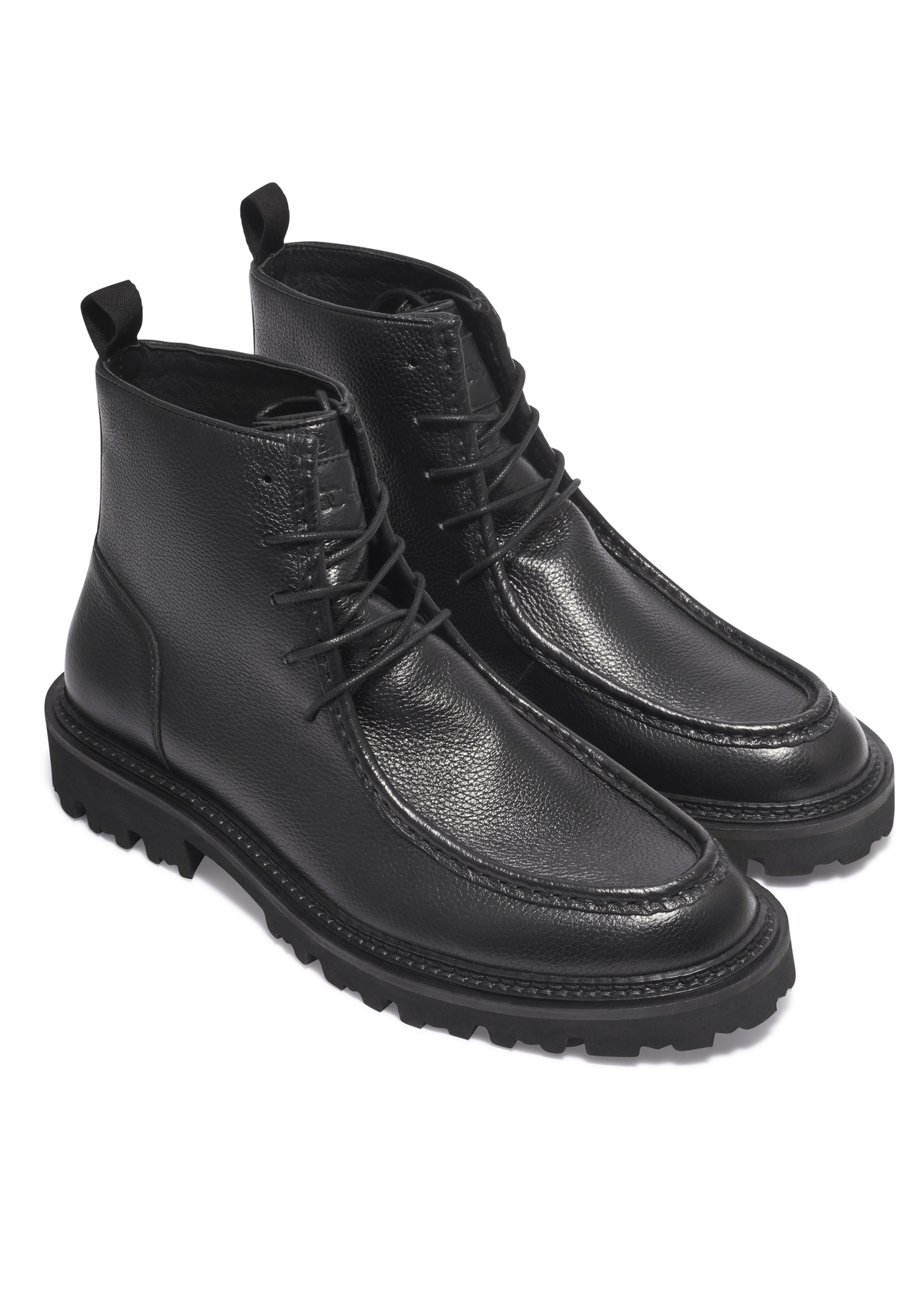 Men's black leather ankle boots BUTYM-0578-9I(Z26), diagonal product view on a white background.