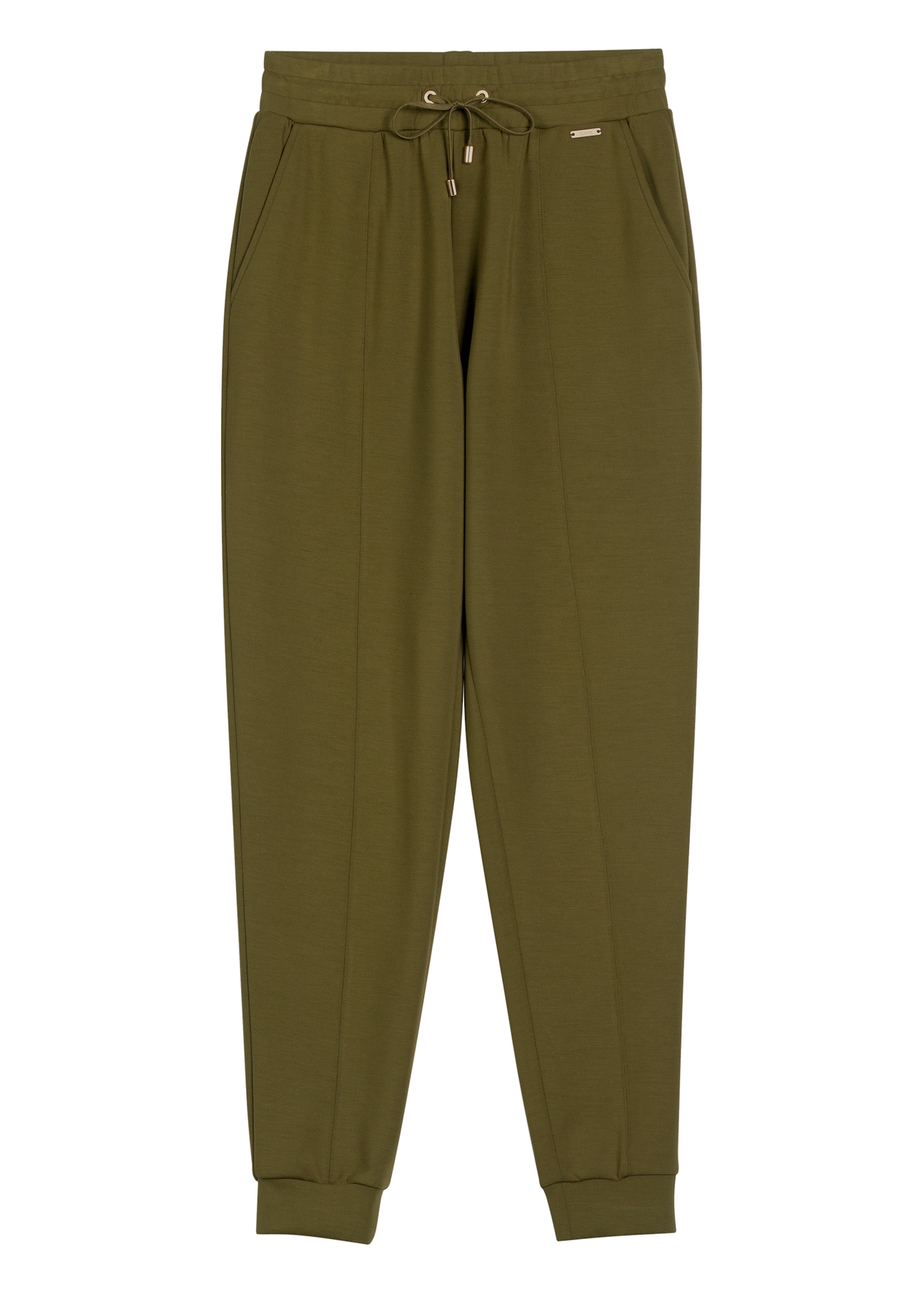 Women's khaki trousers SPODT-0108-8D(W26) - front product view, on white background.