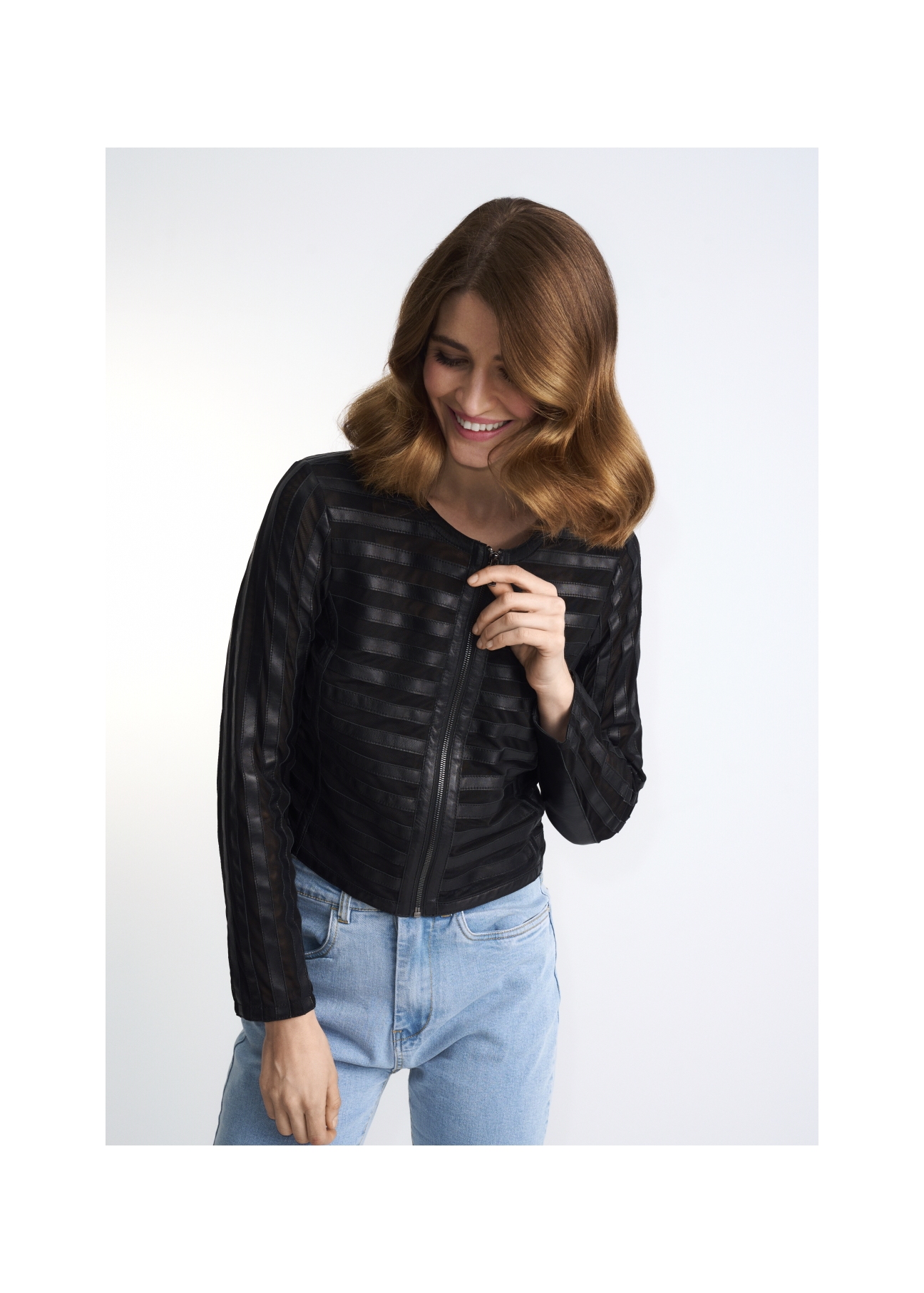 Women's leather transitional jacket KURDS-0319-5426(W22)-02