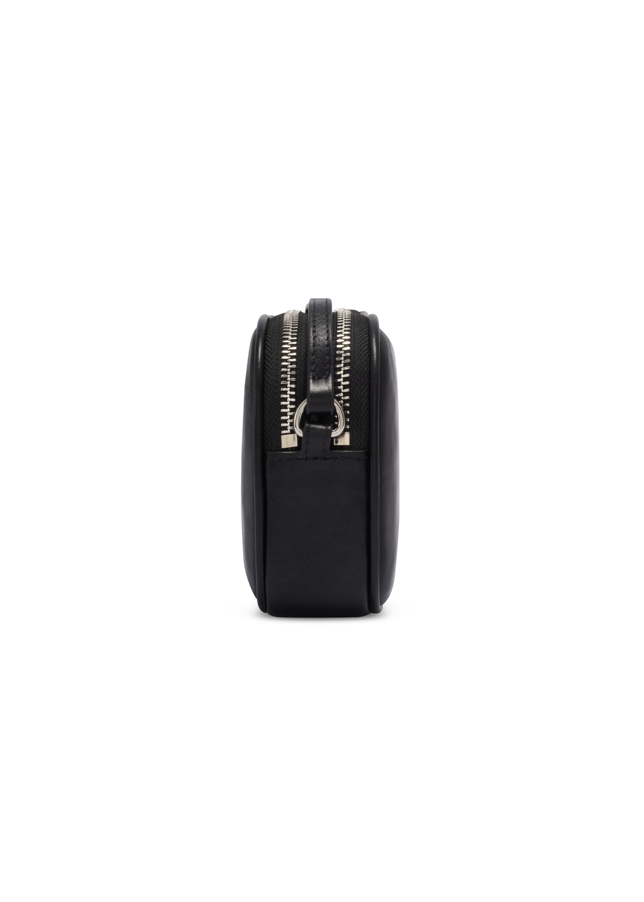 Small black leather women's handbag TORES-1152-99(W26), side view of the product on a white background.