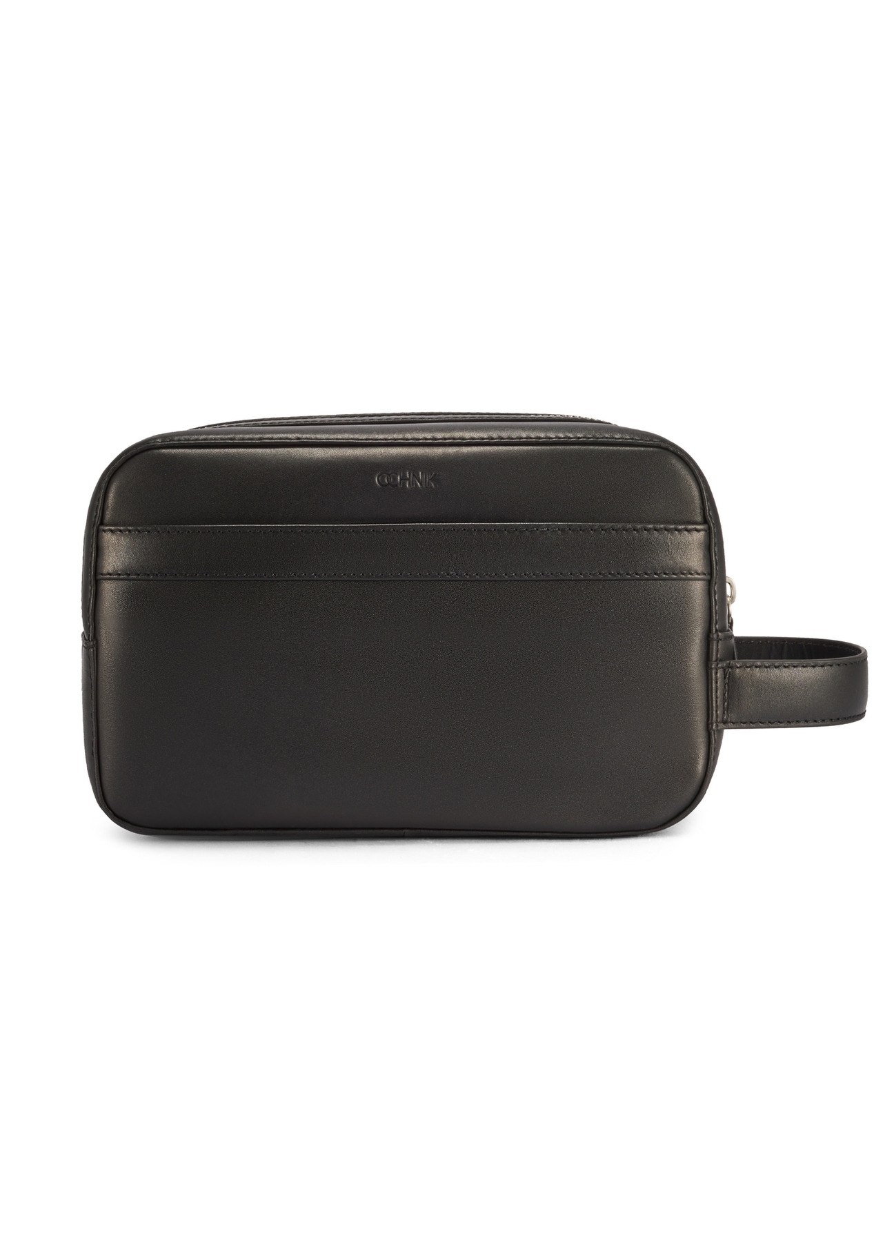 Black leather men's cosmetic bag TORMS-0473-99(Z25), front product view on white background.