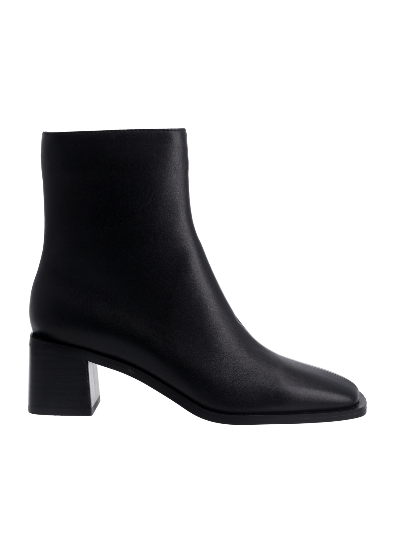 Women's leather ankle boots in black BUTYD-1300-99(Z26), side view of the product on a white background.