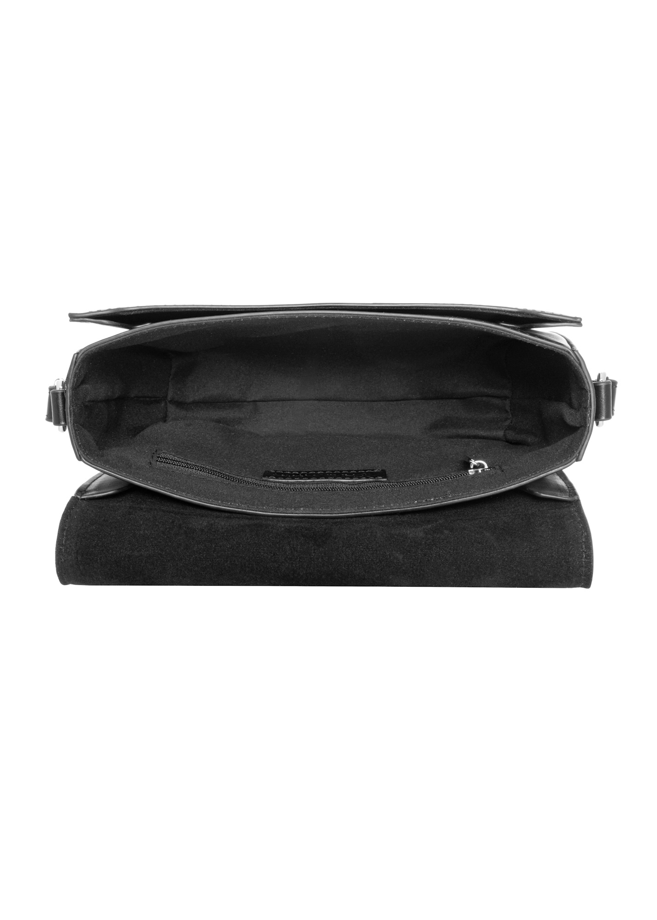 Black small shoulder bag TOREC-1244-99(Z26), product view inside on white background.