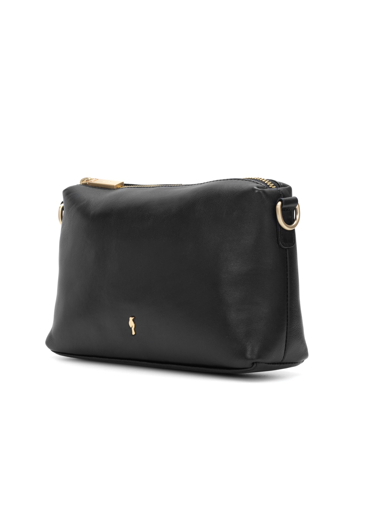 Black small leather women's handbag TORES-1241-99(W26), diagonal product view on white background.