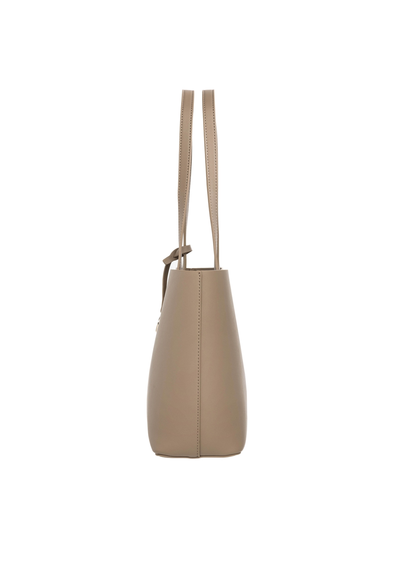 Large women's handbag in cool beige color TOREC-1258-1K(Z26), product view from the side on a white background.