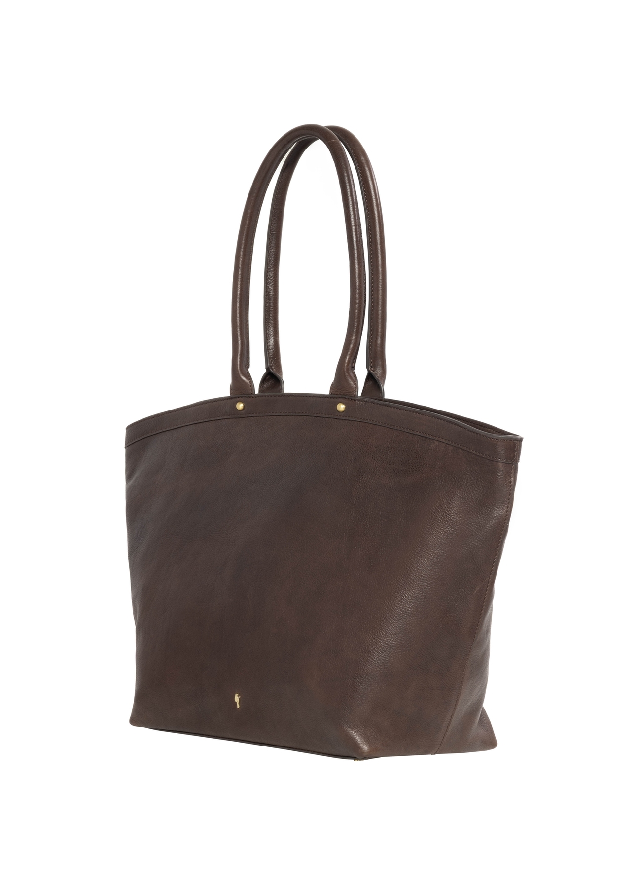 Brown leather women's shopper bag TORES-1380-1H(Z26), diagonal product view on white background.