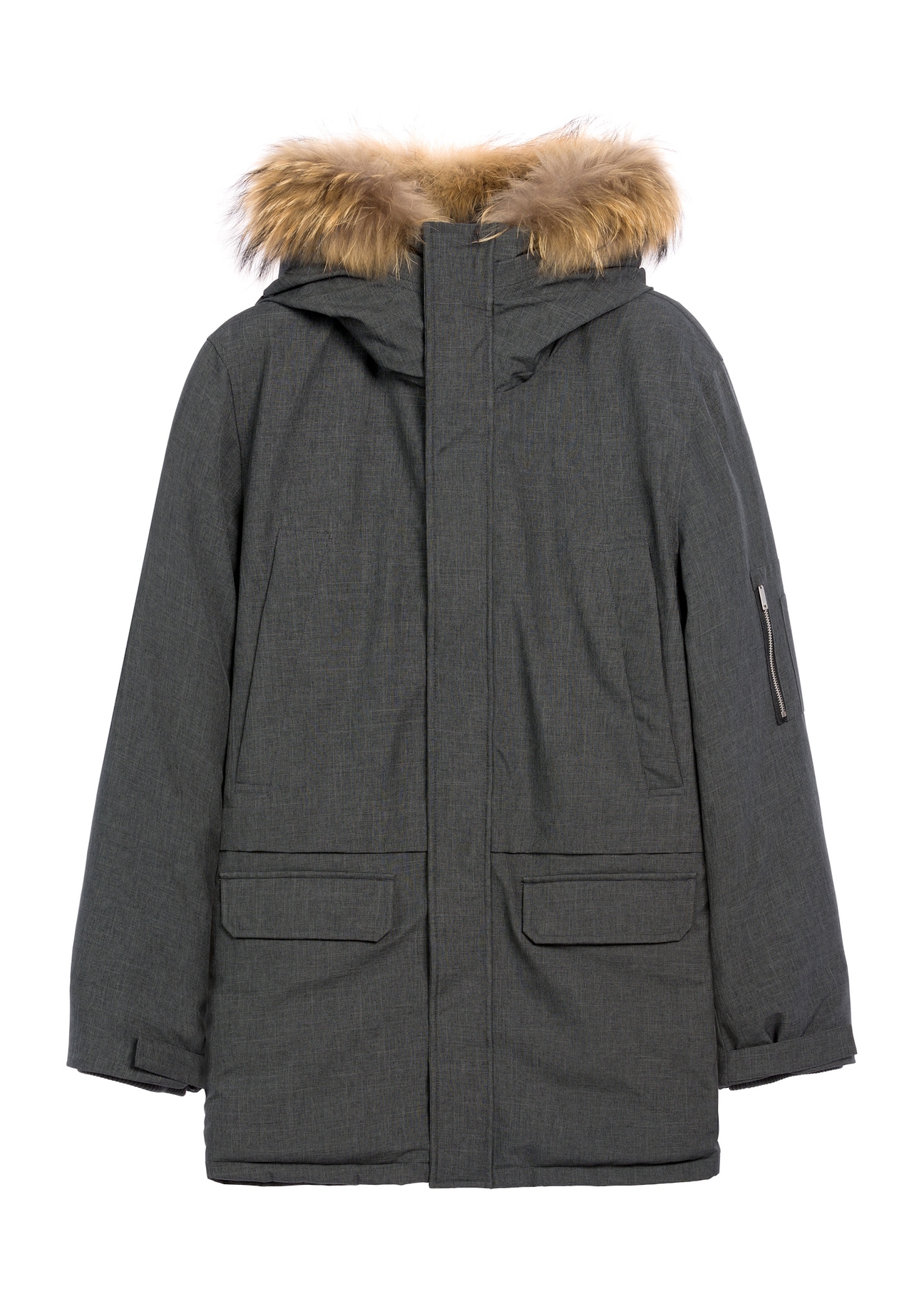 Men's winter jacket in graphite color KURMT-0395-95(Z25), front product view on white background.