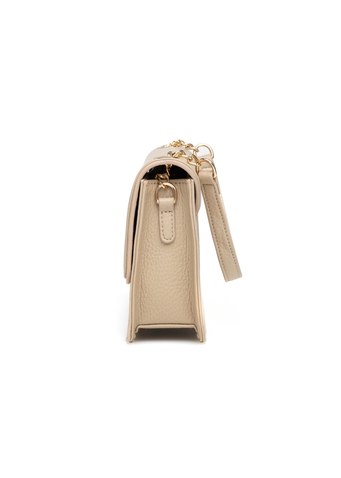 Small beige women's handbag TOREC-1015-1B(W26), product view from the side on a white background.