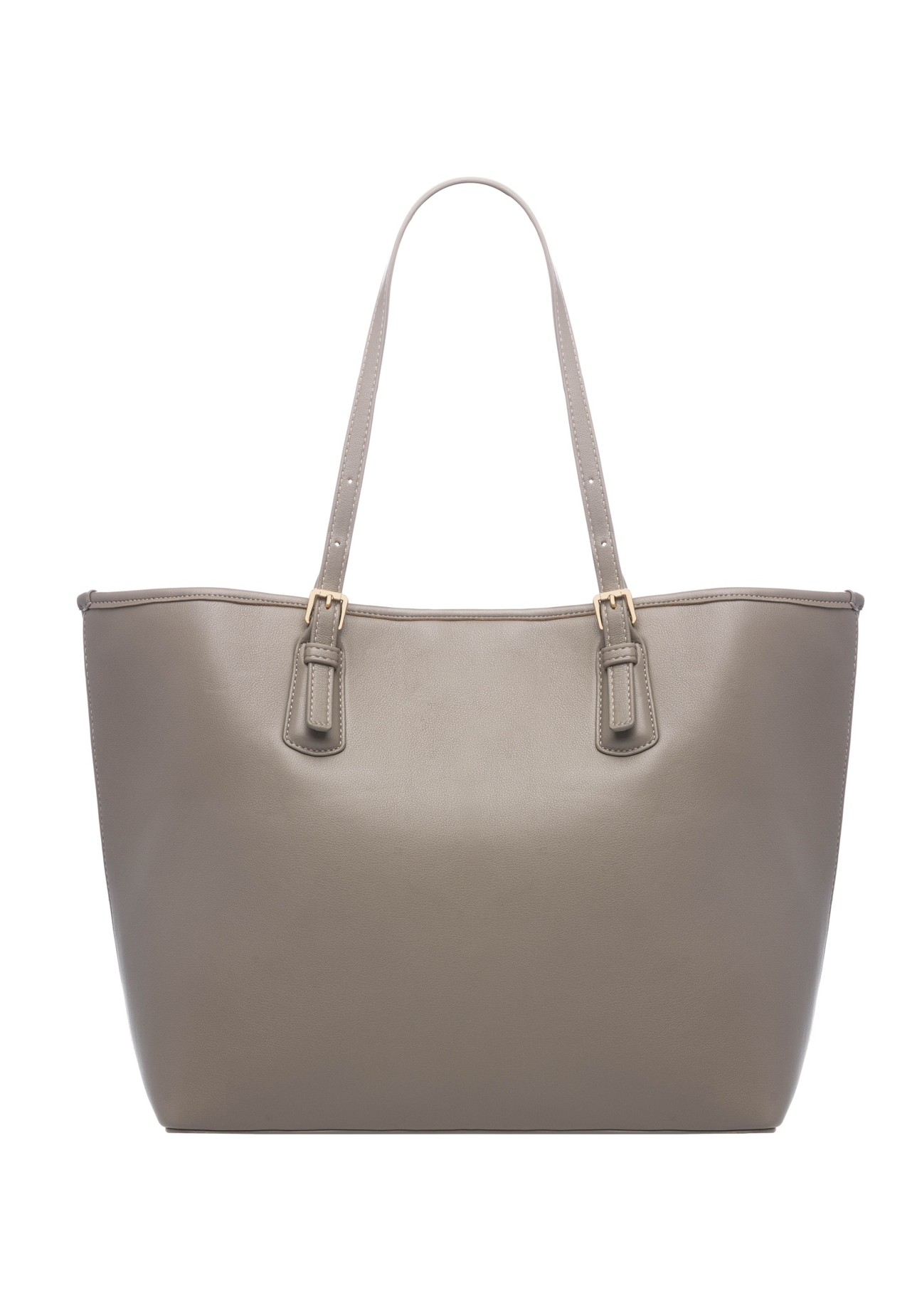 Light brown shopper bag with monogram TOREC-1181-1K(W26), product view from the back on a white background.