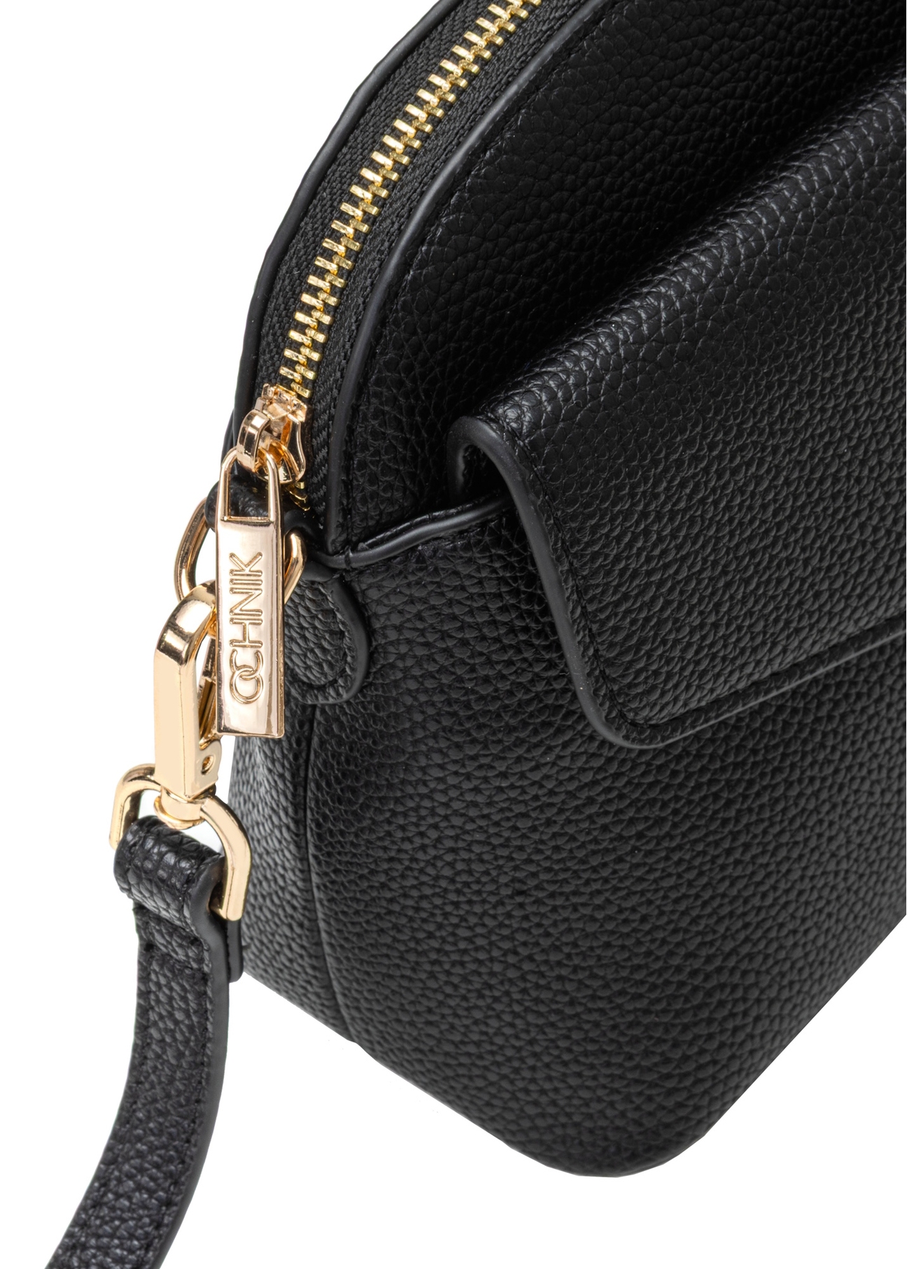 Black women's shoulder bag TOREC-1140-9I(W26), close-up of the product detail on a white background.
