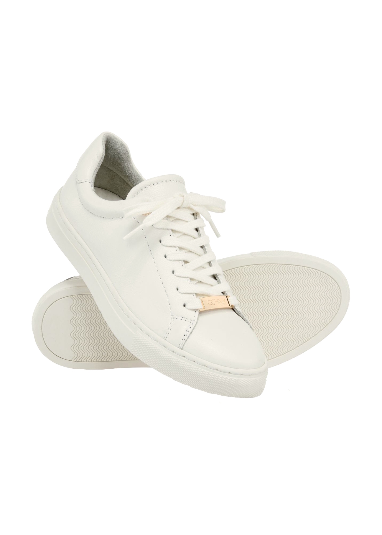 Cream leather women's sneakers BUTYD-1068-0B(W26)