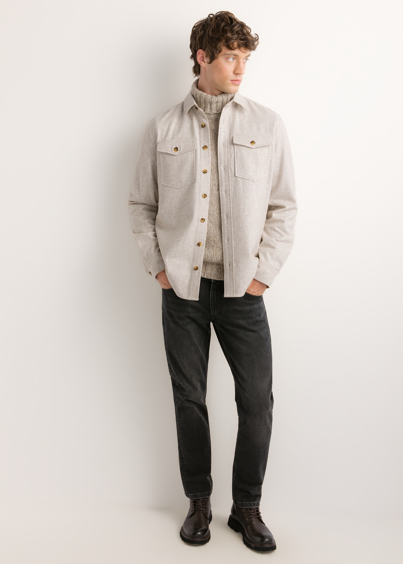 Men's oversized wool shirt KOSMT-0373-1A(Z26)
