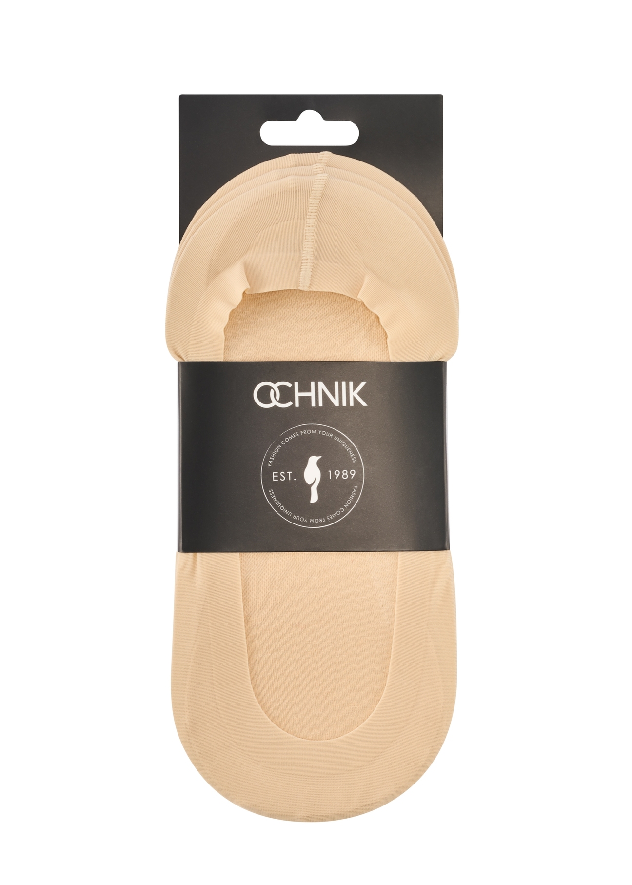 Set of beige women's ankle socks ZESDT-0032-1B(W26) - product view from above, on a white background.