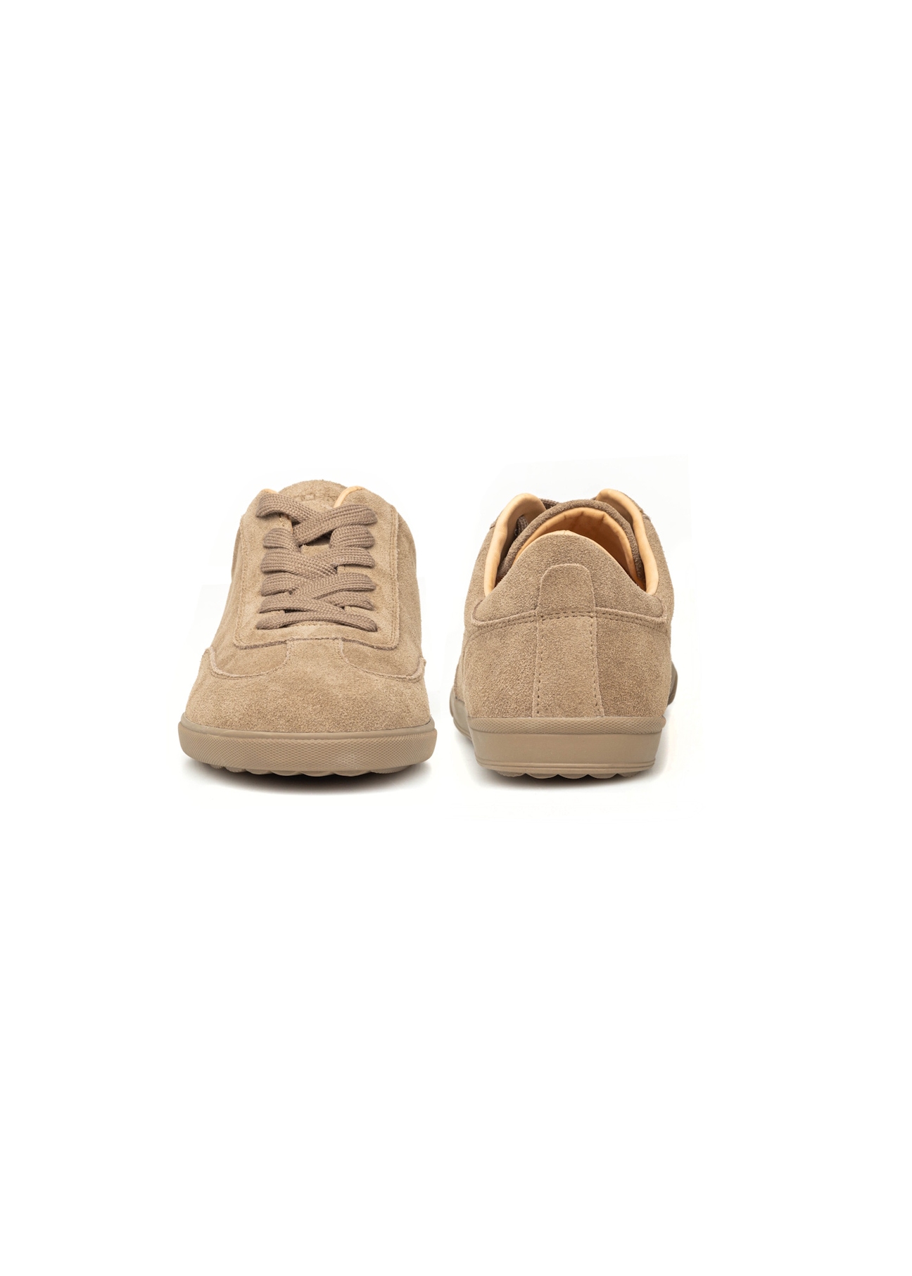Light brown suede men's shoes BUTYM-0491-1K(W26), front and back product view on white background.