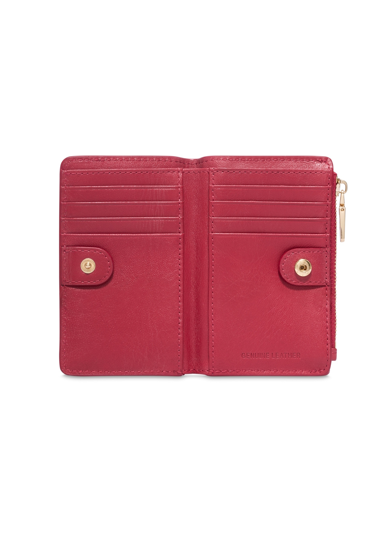 Red leather women's wallet PORES-1015R-4B(Z26), product view inside on white background.