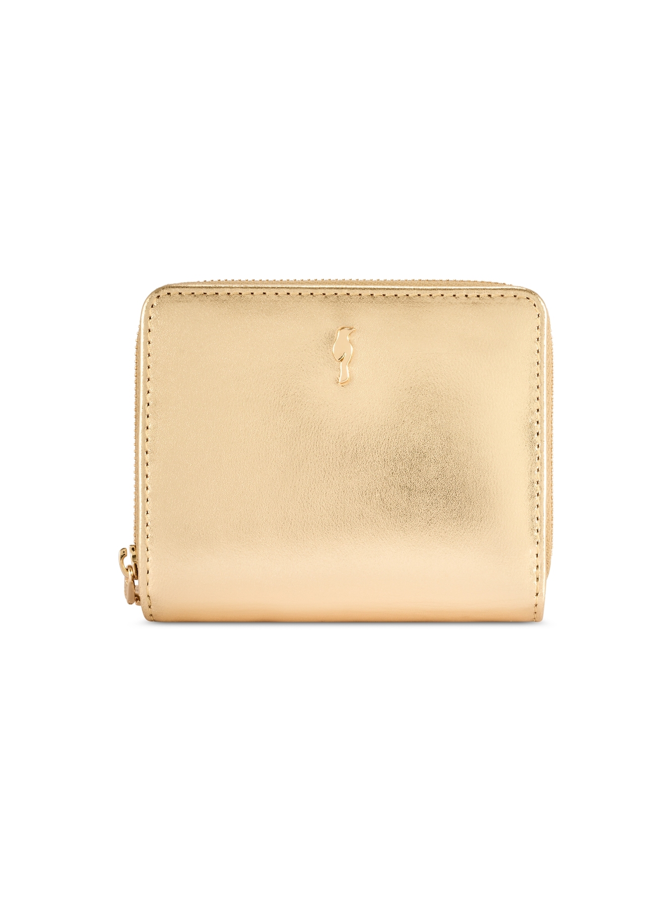 Small leather gold women's wallet PORES-0960-2X(W26) - front product view, on white background.