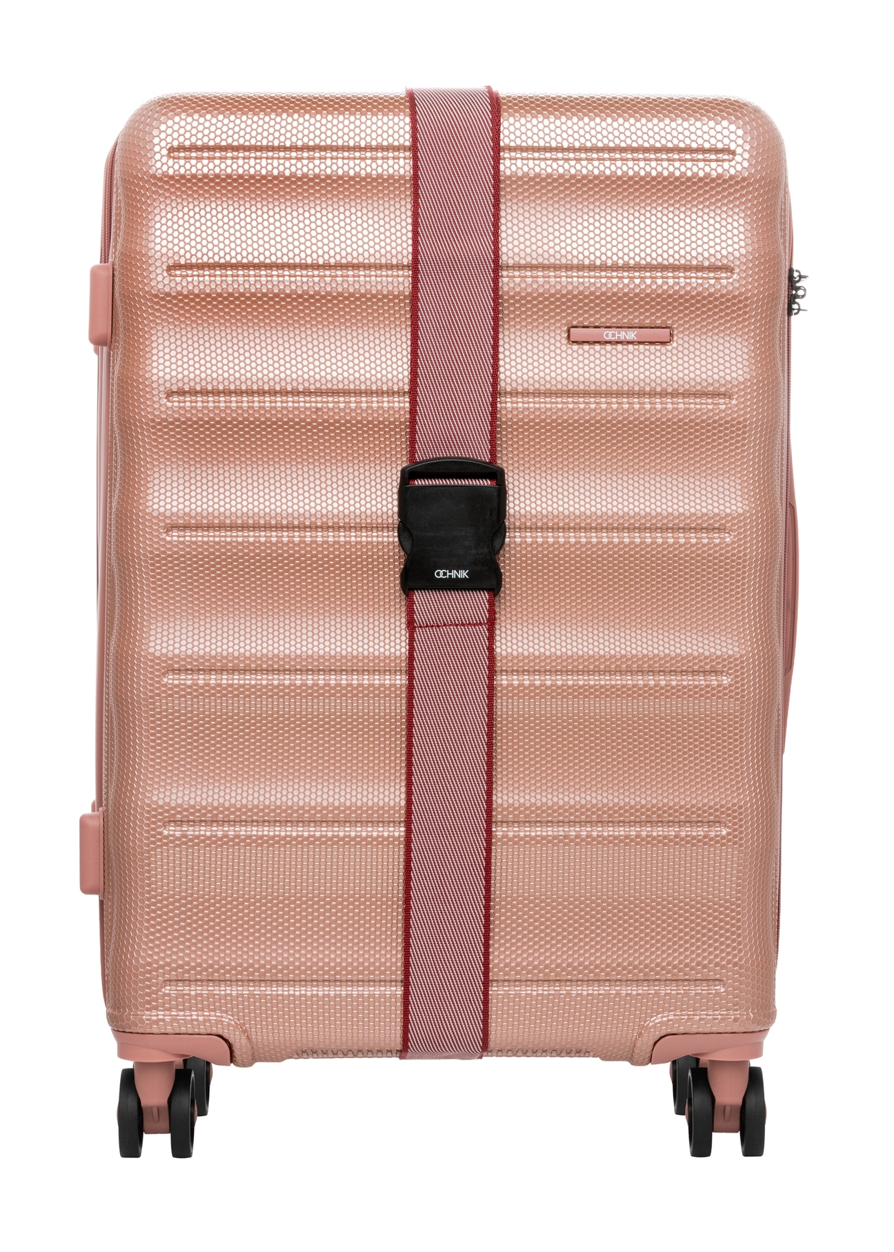 Luggage belt AW-011-003-4P(W26), front view of the product on a suitcase on a white background.